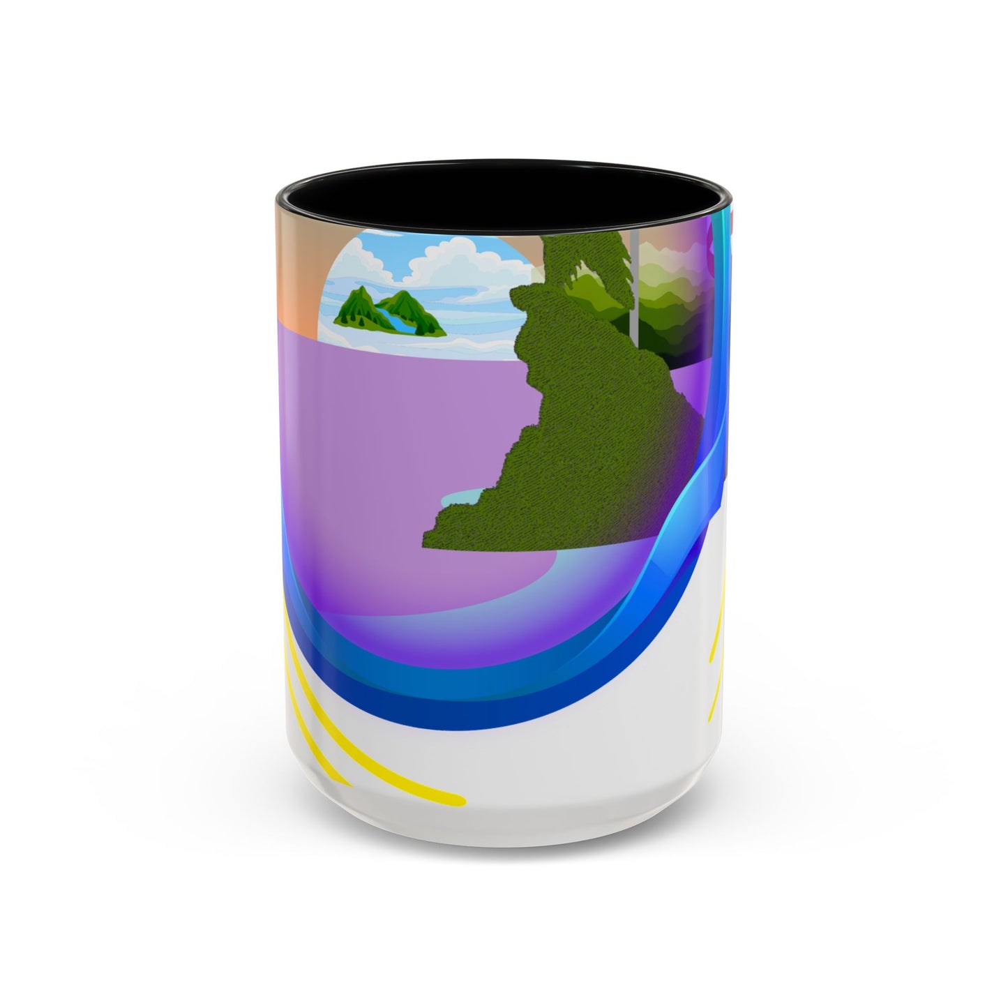 Vibrant Landscape Accent Coffee Mug, Artistic Coffee Cup, Unique Gift for Nature Lovers, Colorful Ceramic Mug, Coffee Lover's Delight