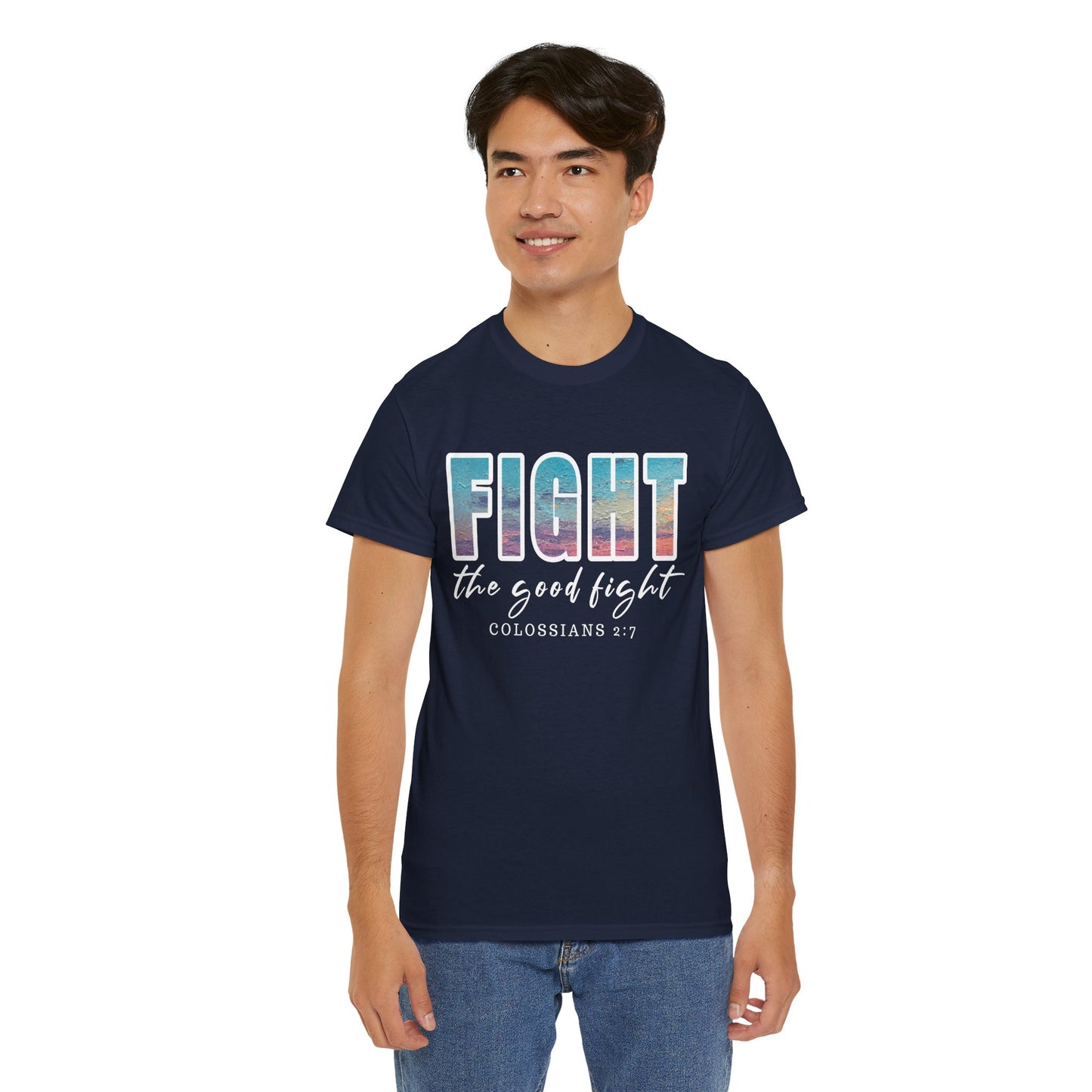 Unisex Inspirational Tee - 'Fight the Good Fight' Colossians 1:7 Motivational Shirt, Faith-Based Apparel, Stylish Gift for [...]