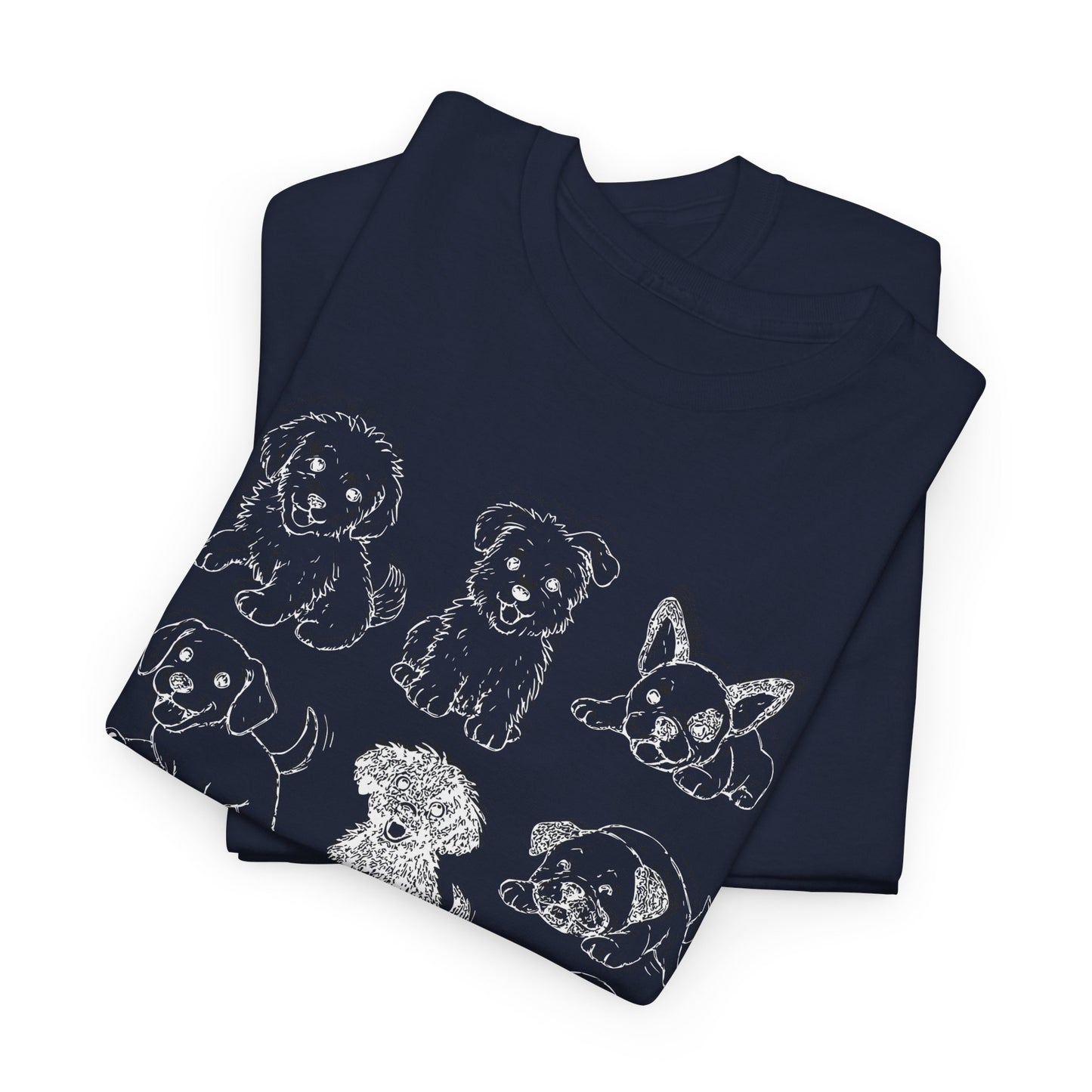 Cute Puppy Illustration Unisex Heavy Cotton Tee, Animal Lover Gift, Pet Owner Shirt, Casual Everyday Wear, Fun Gift for Dog Lovers