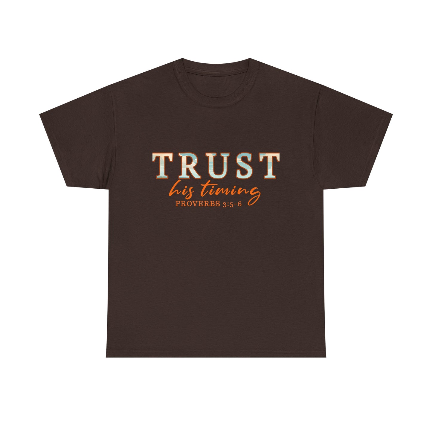 Inspirational Unisex Heavy Cotton Tee - 'Trust His Timing' Proverbs 3:5, Motivational Shirt, Gift for Friends, Faith-Based Apparel, [...]