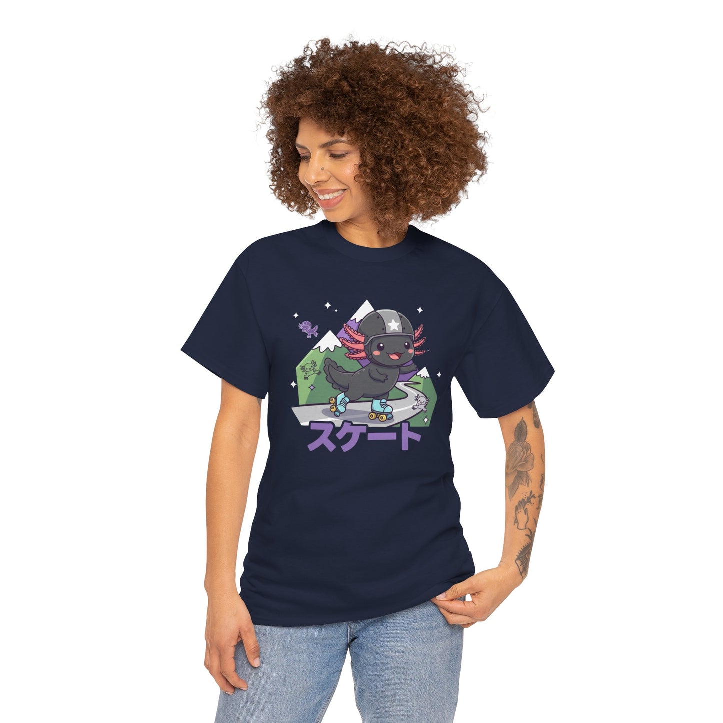 Axolotl Skate Tee — Cute Skateboarding Axolotl Graphic T-Shirt (スケート)