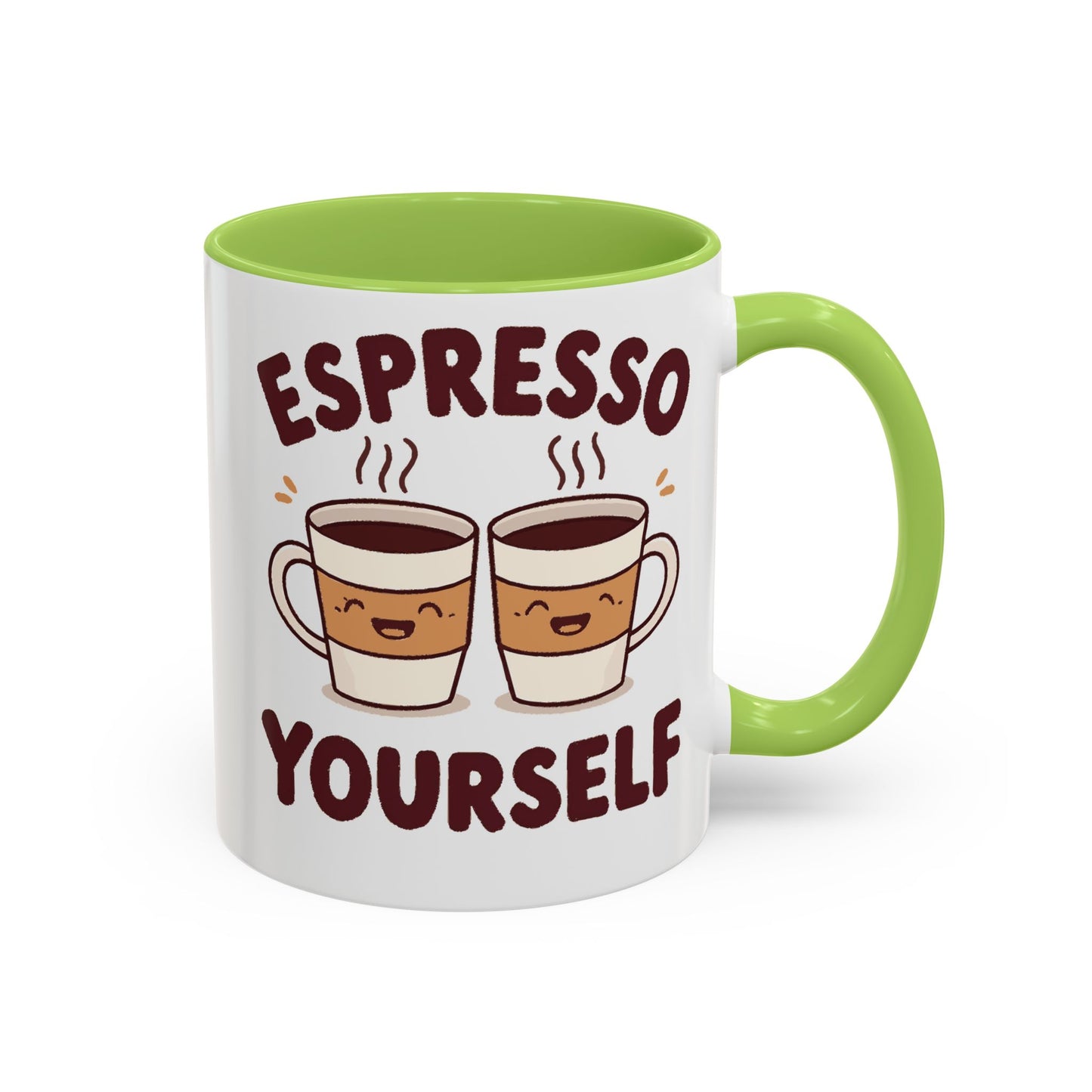 Espresso Yourself Accent Coffee Mug — Cute Coffee Pun Ceramic Mug (11/15 oz)