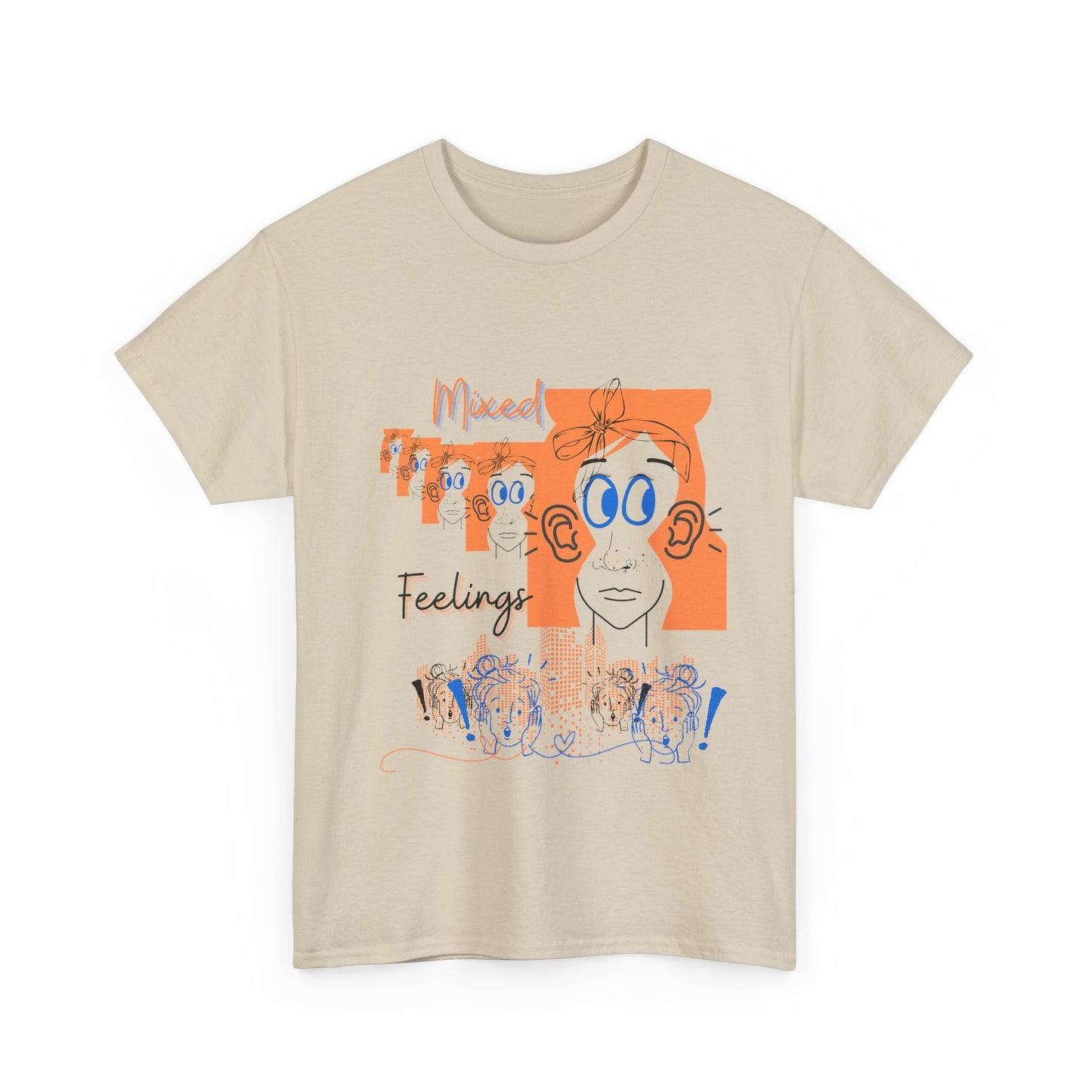 Emotional Expression Unisex Heavy Cotton Tee, Feelings Graphic Shirt, Casual Wear, Gift for Him or Her, Birthday, Self-Care, Art Tee