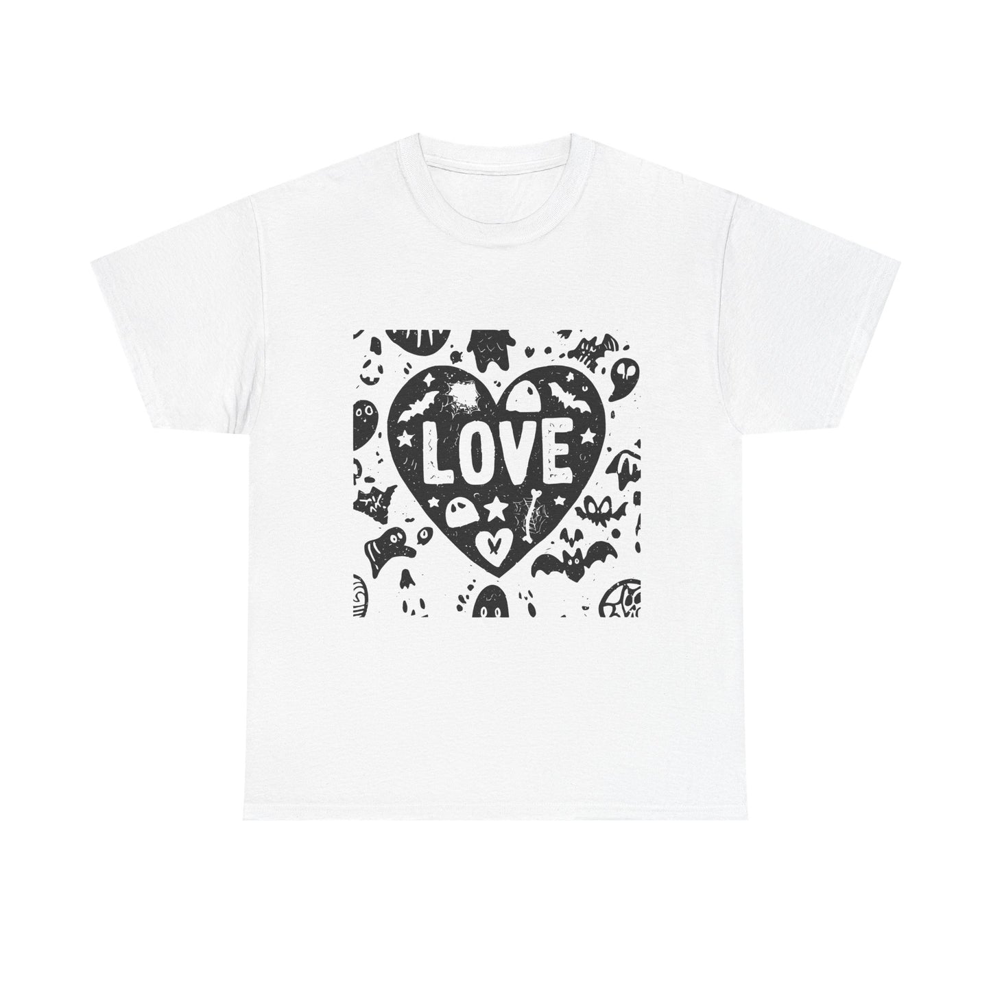 Love Heart Graphic Unisex Cotton Tee, Casual Wear, Gifts for Couples, Valentine's Day, Everyday Comfort, Trendy Style
