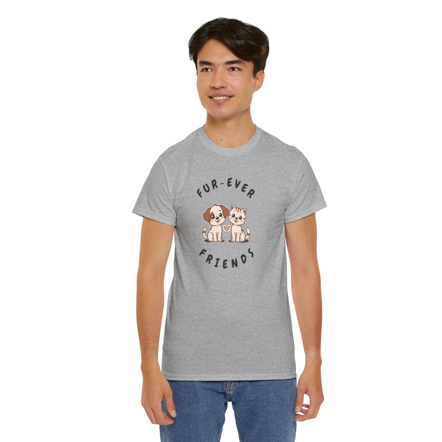 T-Shirt — “Fur-Ever Friends” Cute Puppy & Kitten Graphic Tee