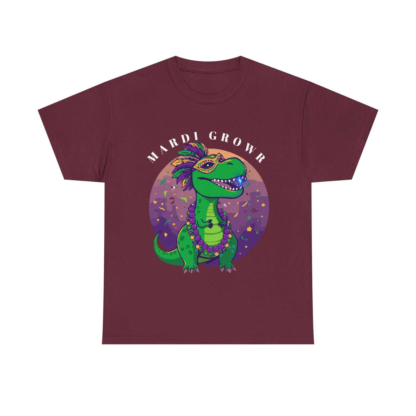 Mardi Gator T-Shirt — Cute Mardi Gras Dinosaur Tee with Beads & Mask