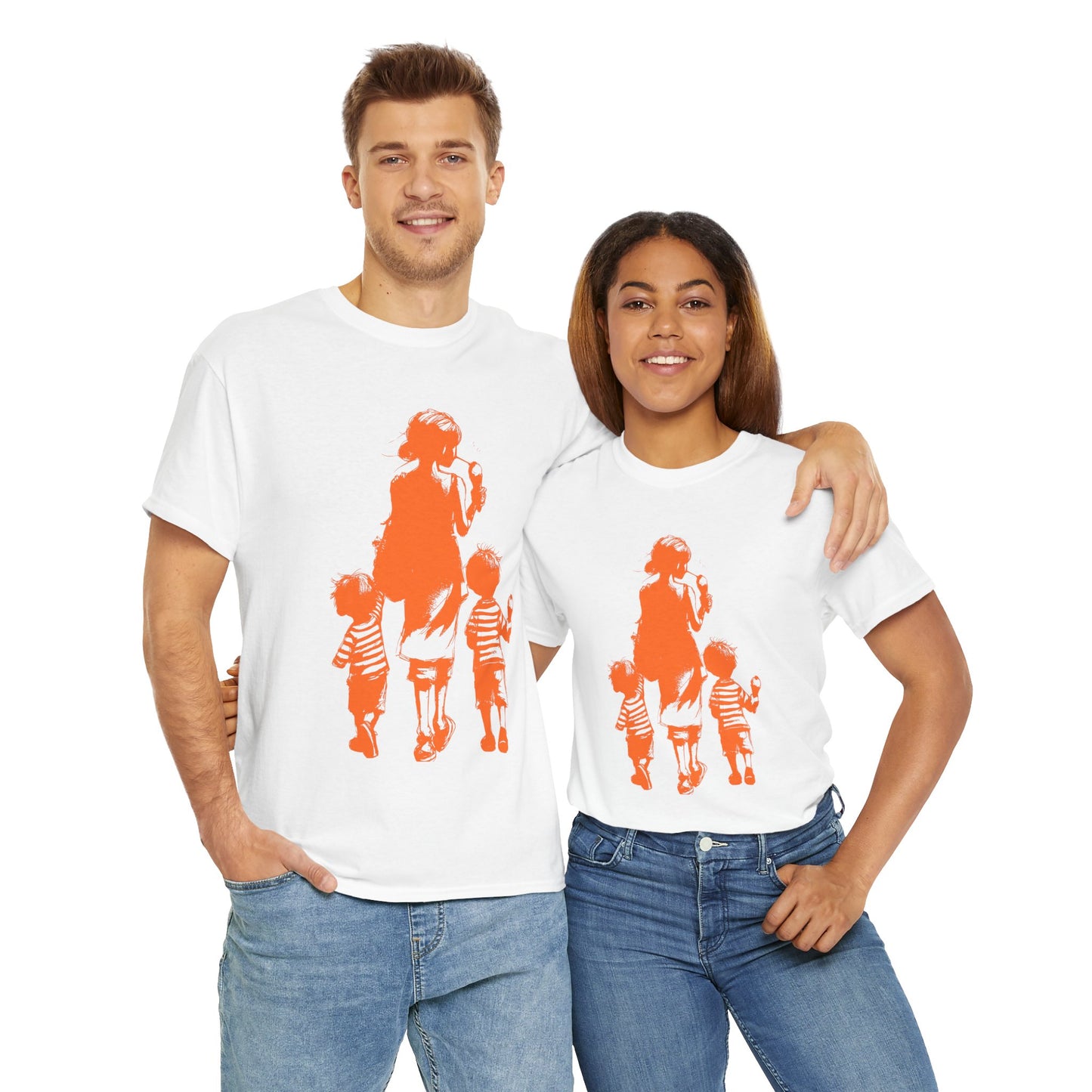 Mom Walking with Twins Ice Cream Treats Unisex Tee