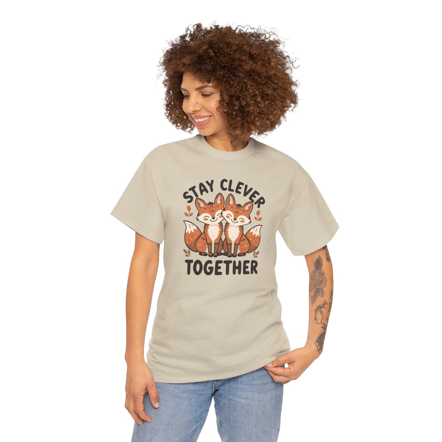 Stay Clever Together Fox T-Shirt — Cute Matching Friends Tee
