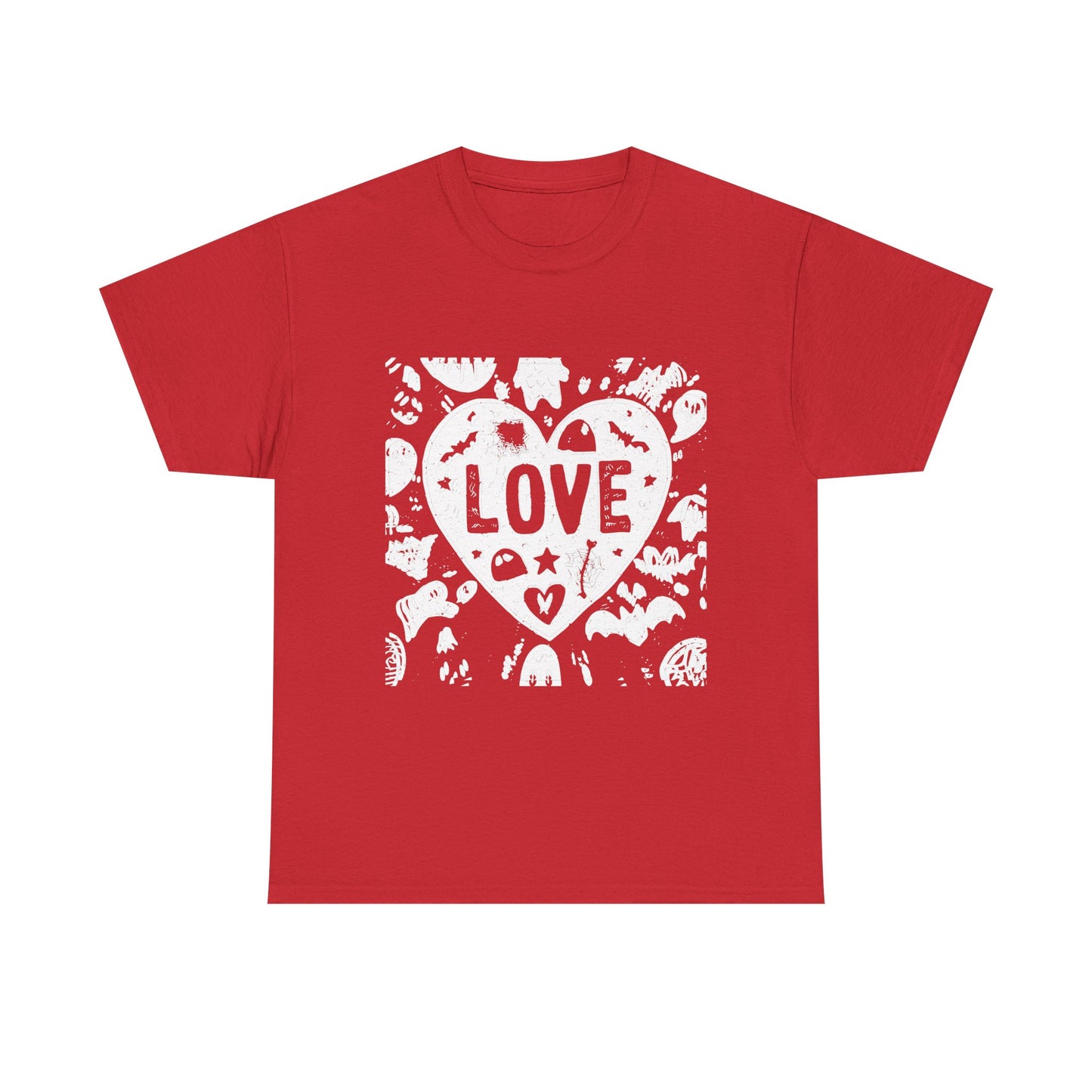 Love Heart Graphic Unisex Cotton Tee, Casual Wear, Gifts for Couples, Valentine's Day, Everyday Comfort, Trendy Style