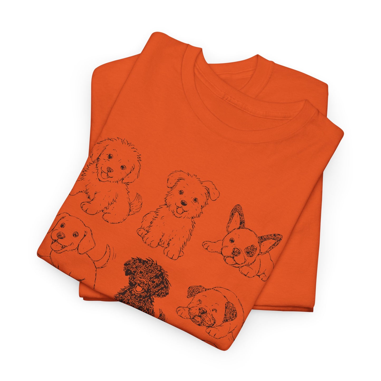 Cute Puppy Illustration Unisex Heavy Cotton Tee, Animal Lover Gift, Pet Owner Shirt, Casual Everyday Wear, Fun Gift for Dog Lovers