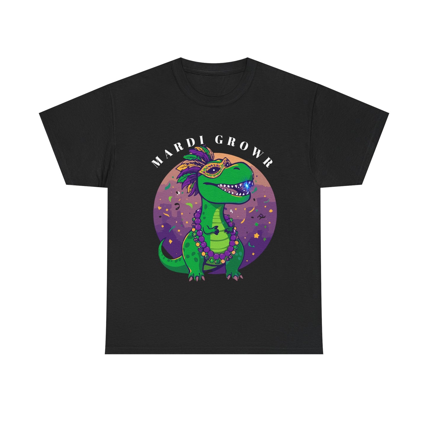 Mardi Gator T-Shirt — Cute Mardi Gras Dinosaur Tee with Beads & Mask