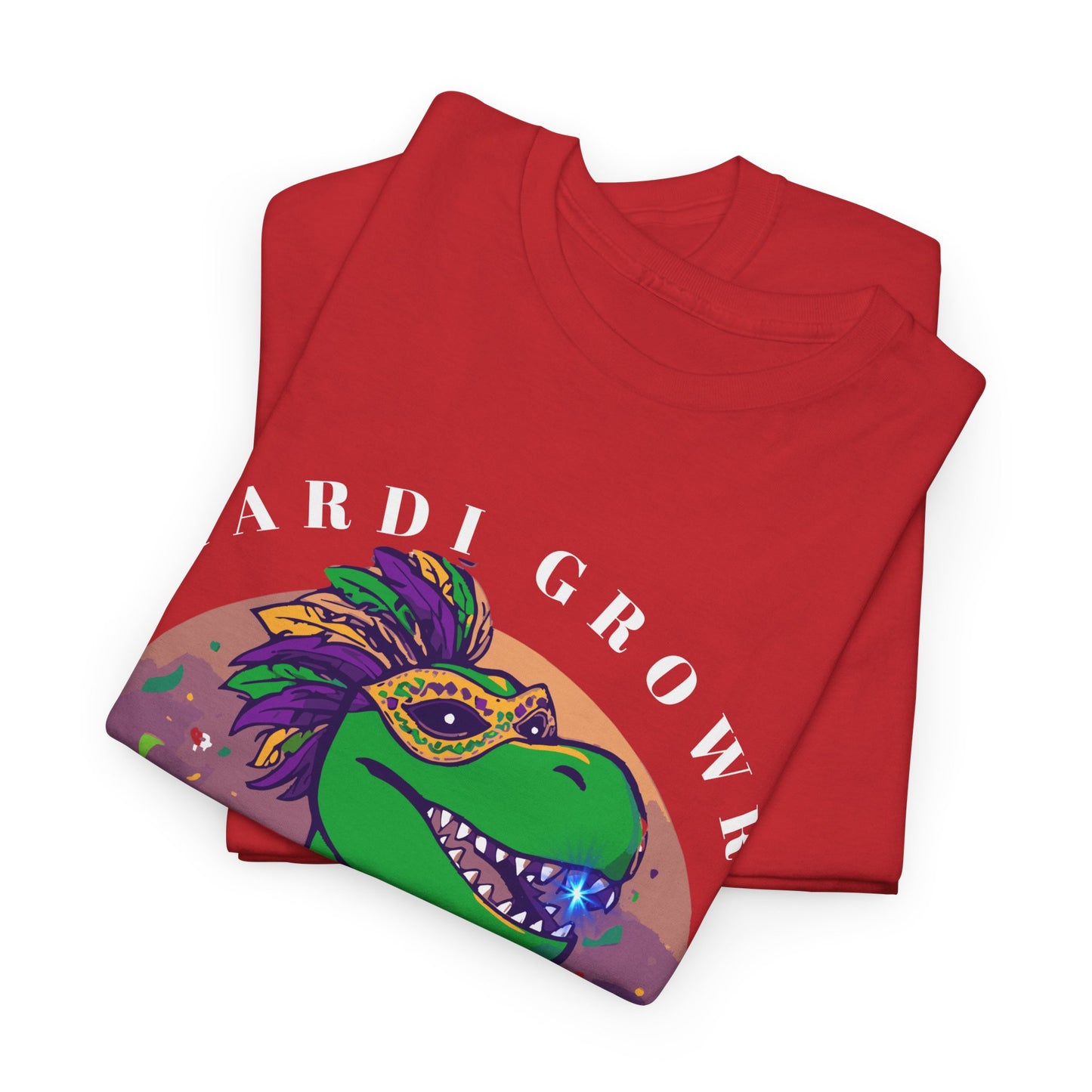 Mardi Gator T-Shirt — Cute Mardi Gras Dinosaur Tee with Beads & Mask