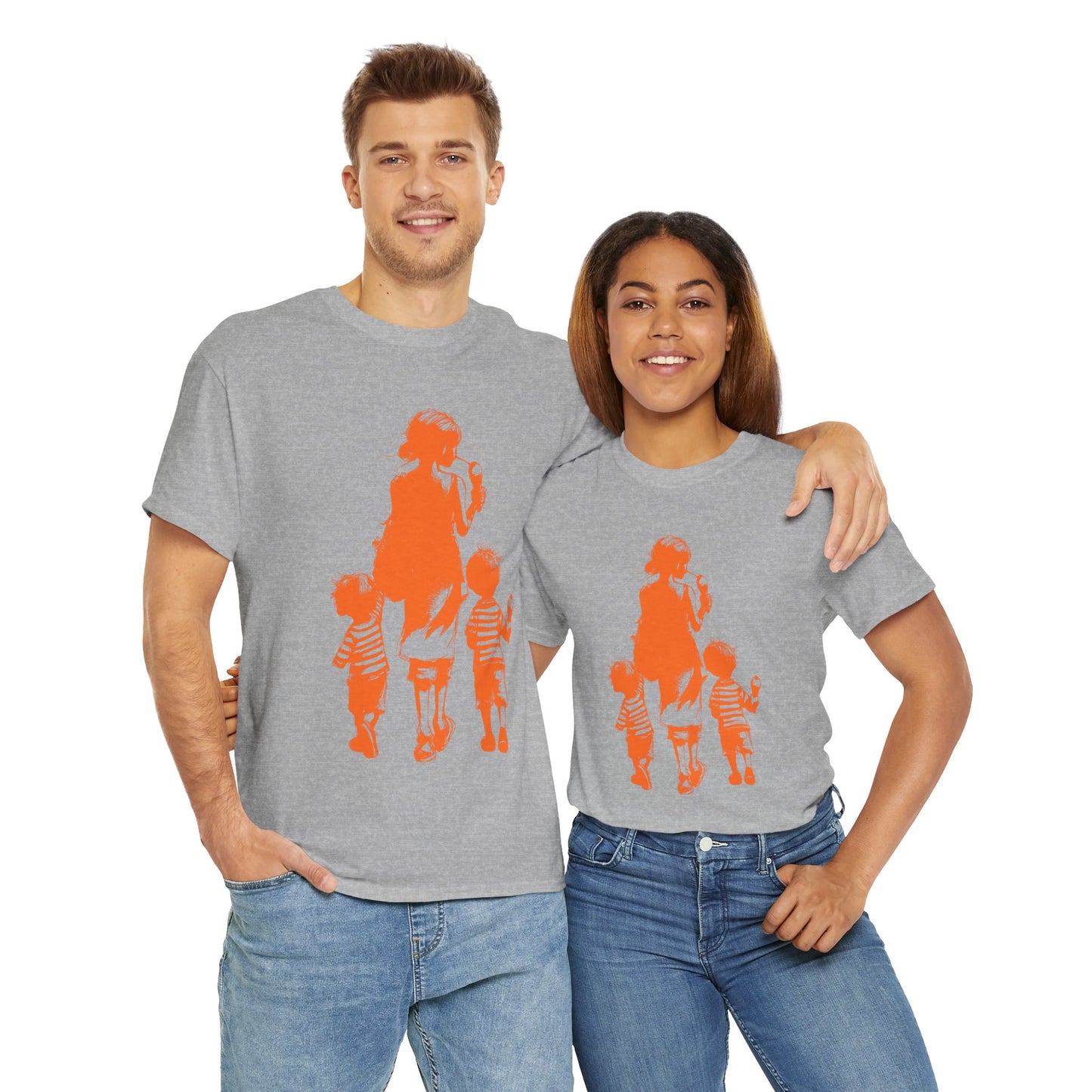 Mom Walking with Twins Ice Cream Treats Unisex Tee