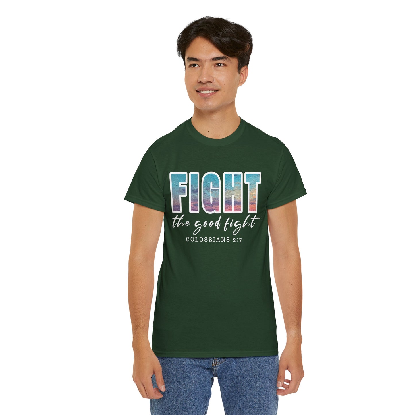 Unisex Inspirational Tee - 'Fight the Good Fight' Colossians 1:7 Motivational Shirt, Faith-Based Apparel, Stylish Gift for [...]