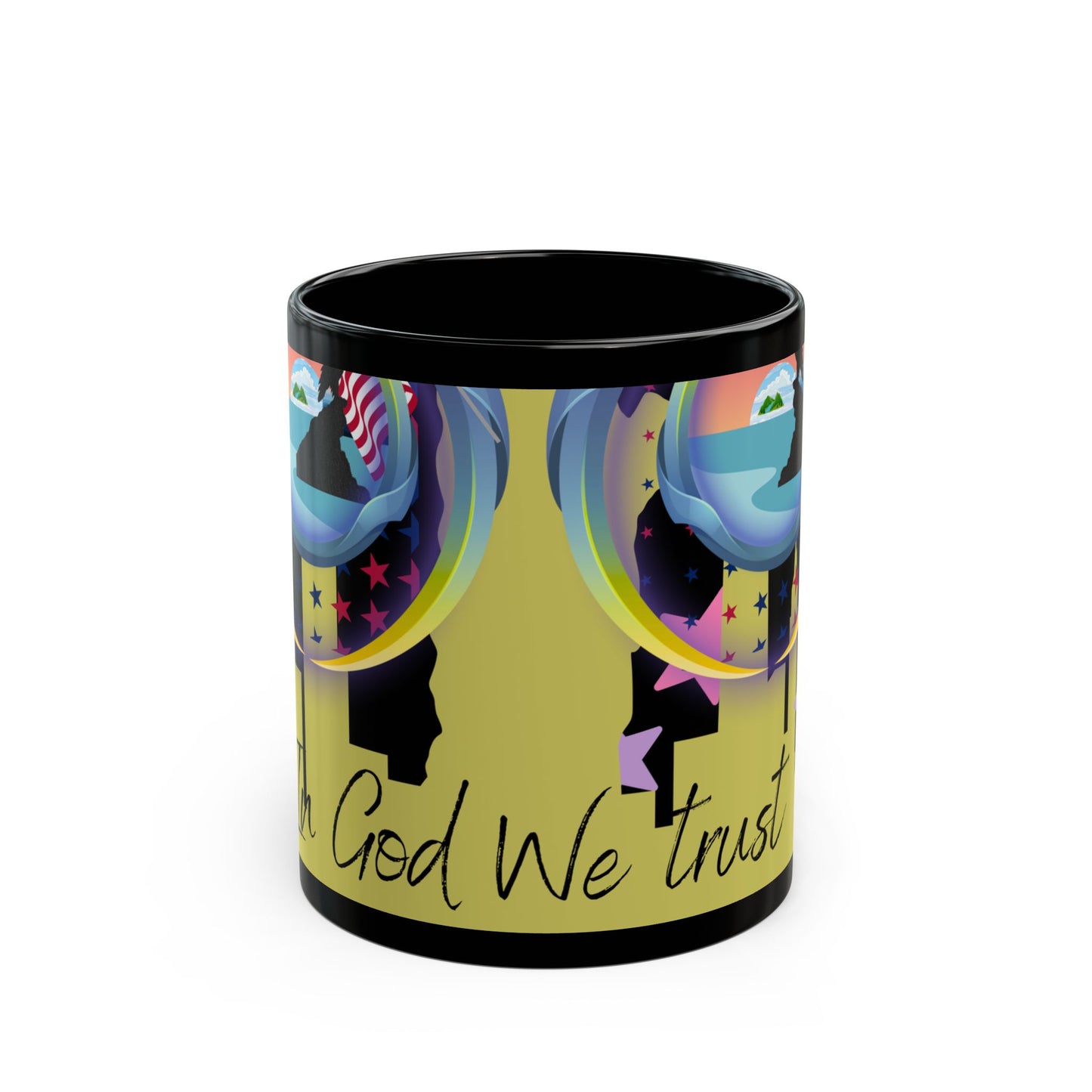 Inspirational Black Mug - 'In God We Trust' Coffee Cup, Faith Mug, Motivational Gift, Office Decor, Prayer Mug, Spiritual Art