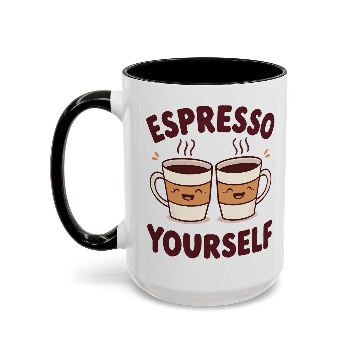 Espresso Yourself Accent Coffee Mug — Cute Coffee Pun Ceramic Mug (11/15 oz)
