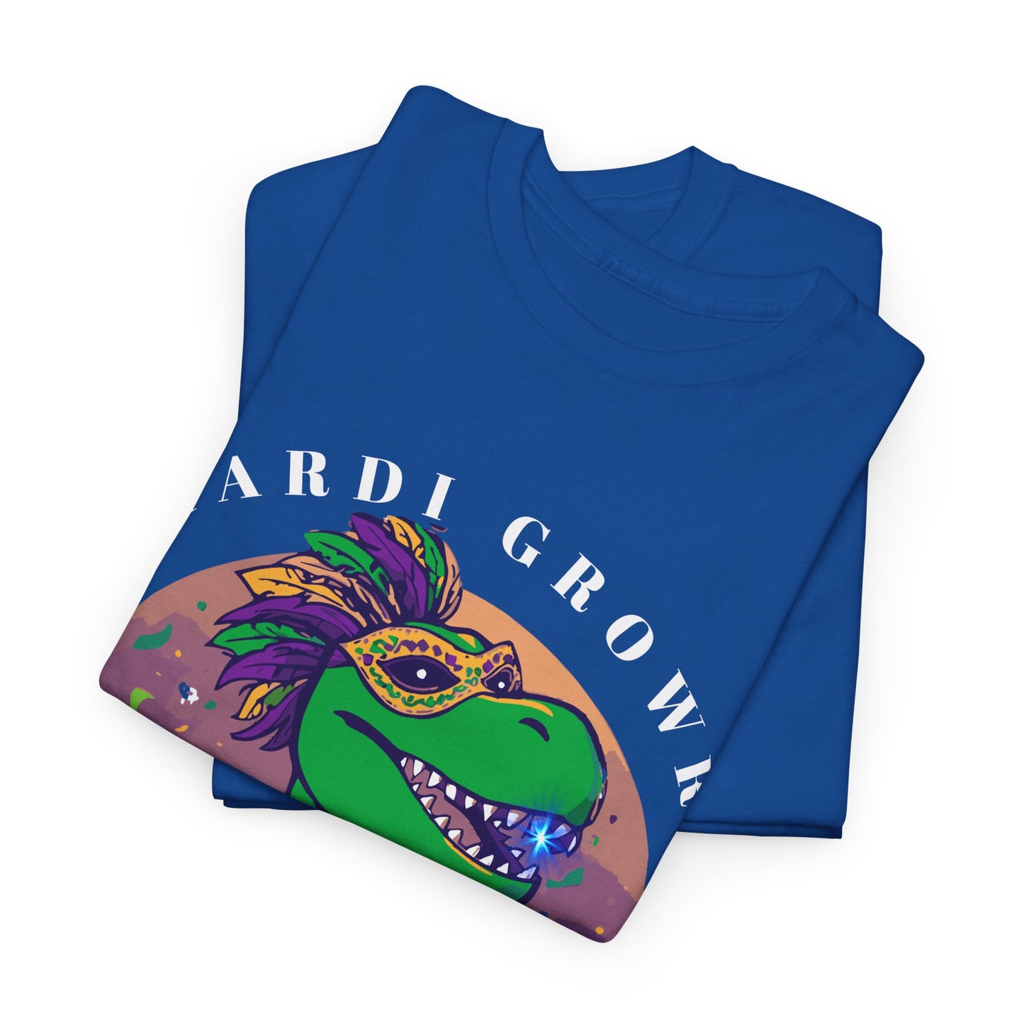 Mardi Gator T-Shirt — Cute Mardi Gras Dinosaur Tee with Beads & Mask