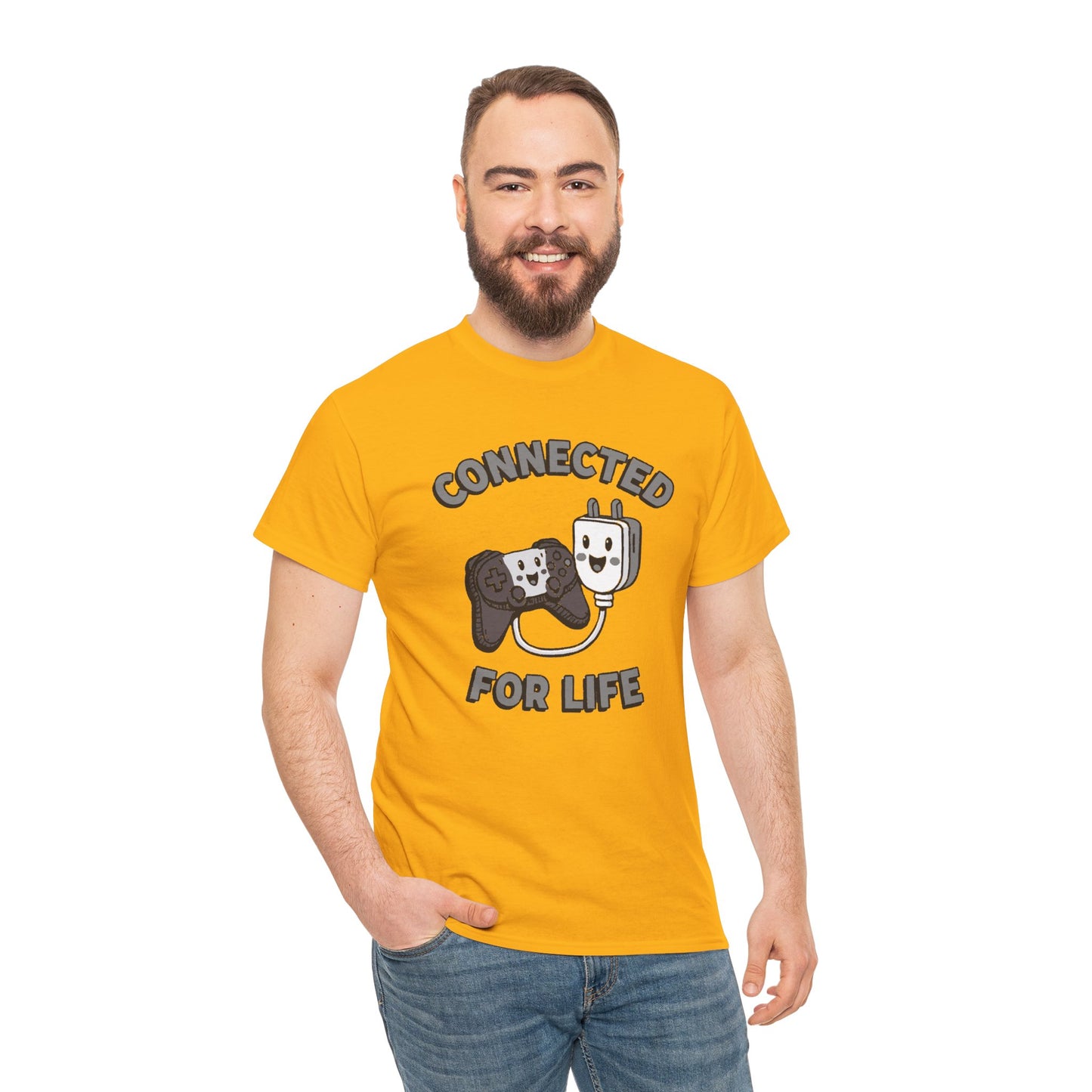 Connected For Life Tee — Retro Gamer Controller & Plug Graphic T-Shirt