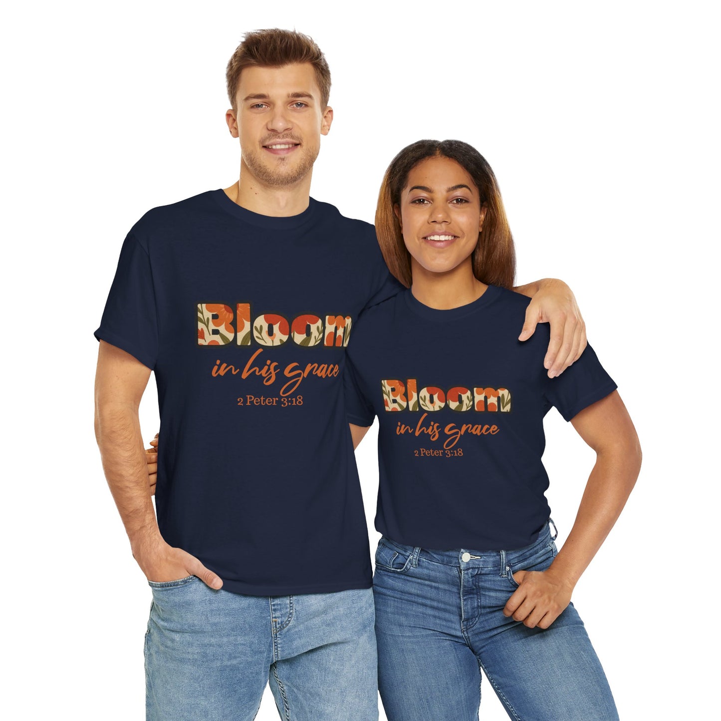 Bloom In His Grace Unisex Heavy Cotton Tee, Christian T-Shirt, Faith-Based Apparel, Inspirational Top, Casual Wear, Gift for Believers