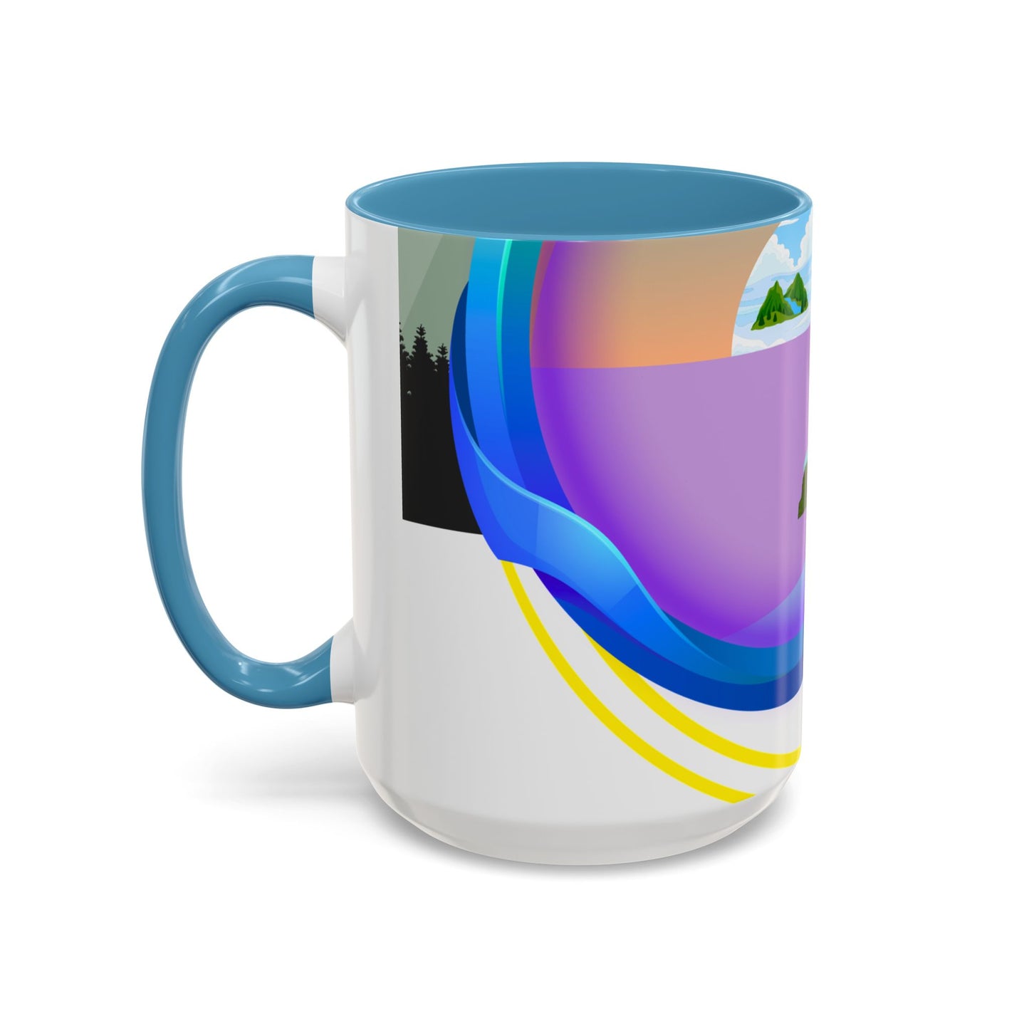 Vibrant Landscape Accent Coffee Mug, Artistic Coffee Cup, Unique Gift for Nature Lovers, Colorful Ceramic Mug, Coffee Lover's Delight