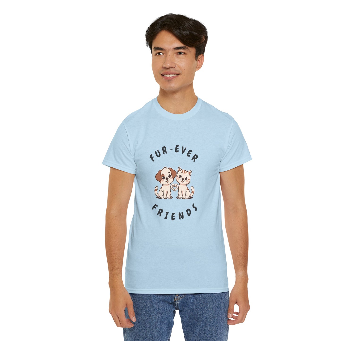 T-Shirt — “Fur-Ever Friends” Cute Puppy & Kitten Graphic Tee