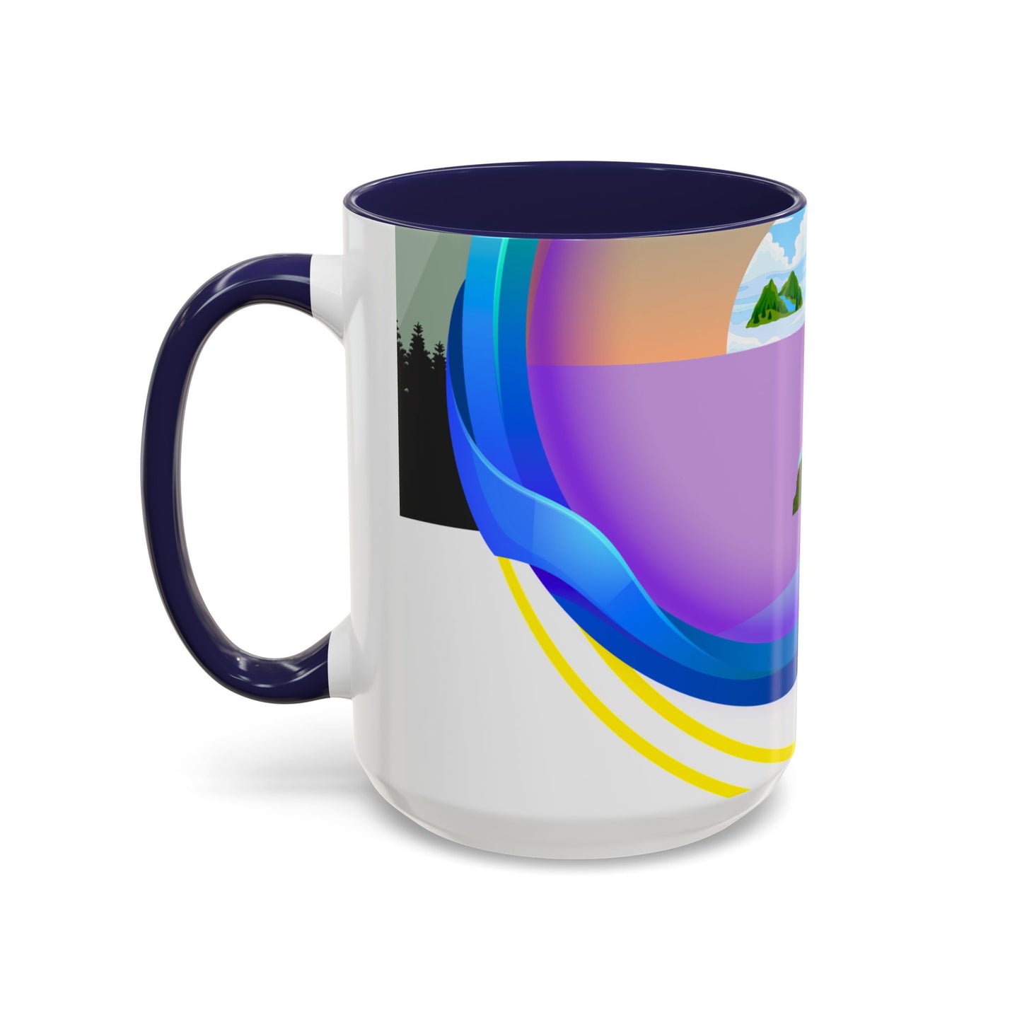 Vibrant Landscape Accent Coffee Mug, Artistic Coffee Cup, Unique Gift for Nature Lovers, Colorful Ceramic Mug, Coffee Lover's Delight