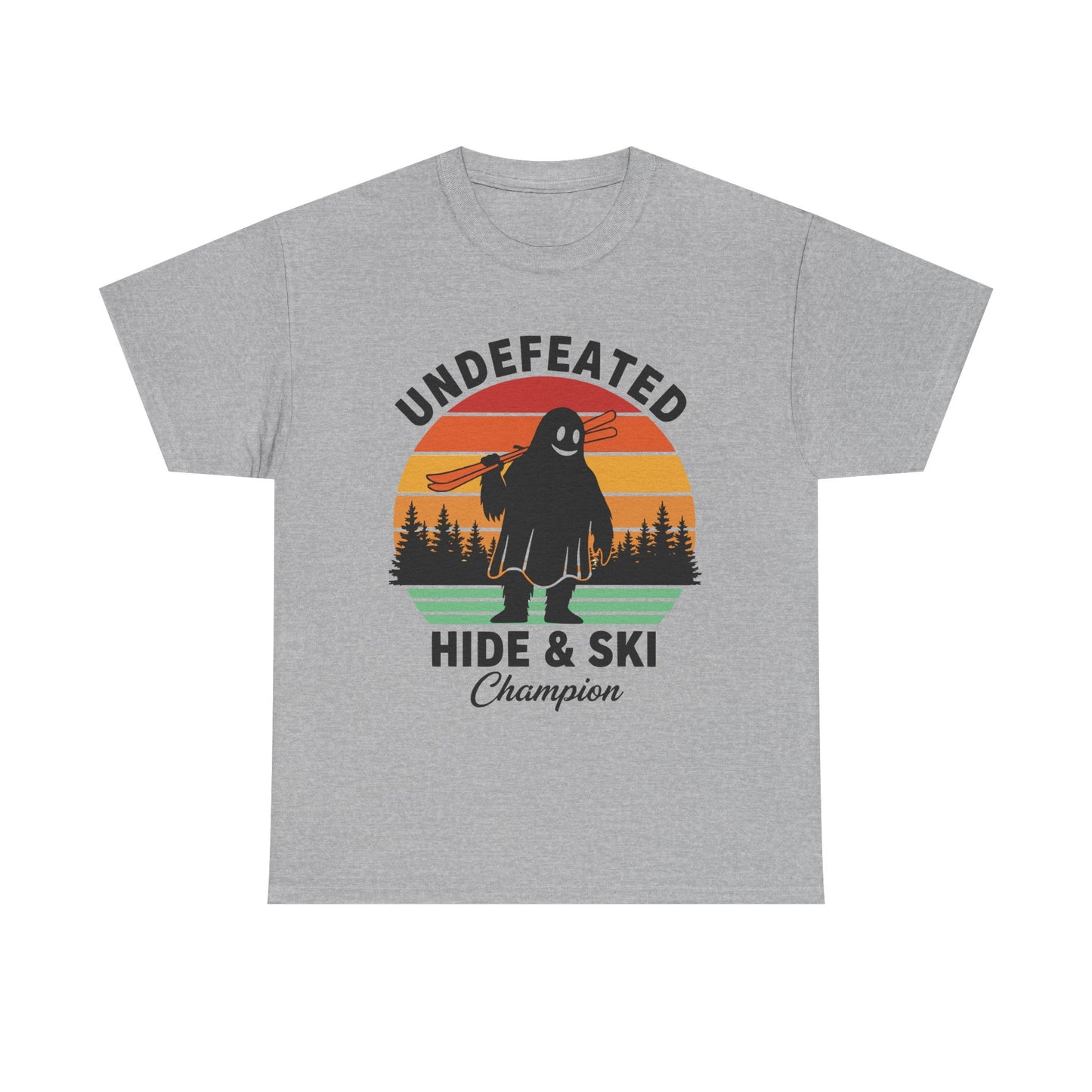 Hide & Ski Champion T‑Shirt — 'Undefeated' Vintage Skiing Graphic Tee