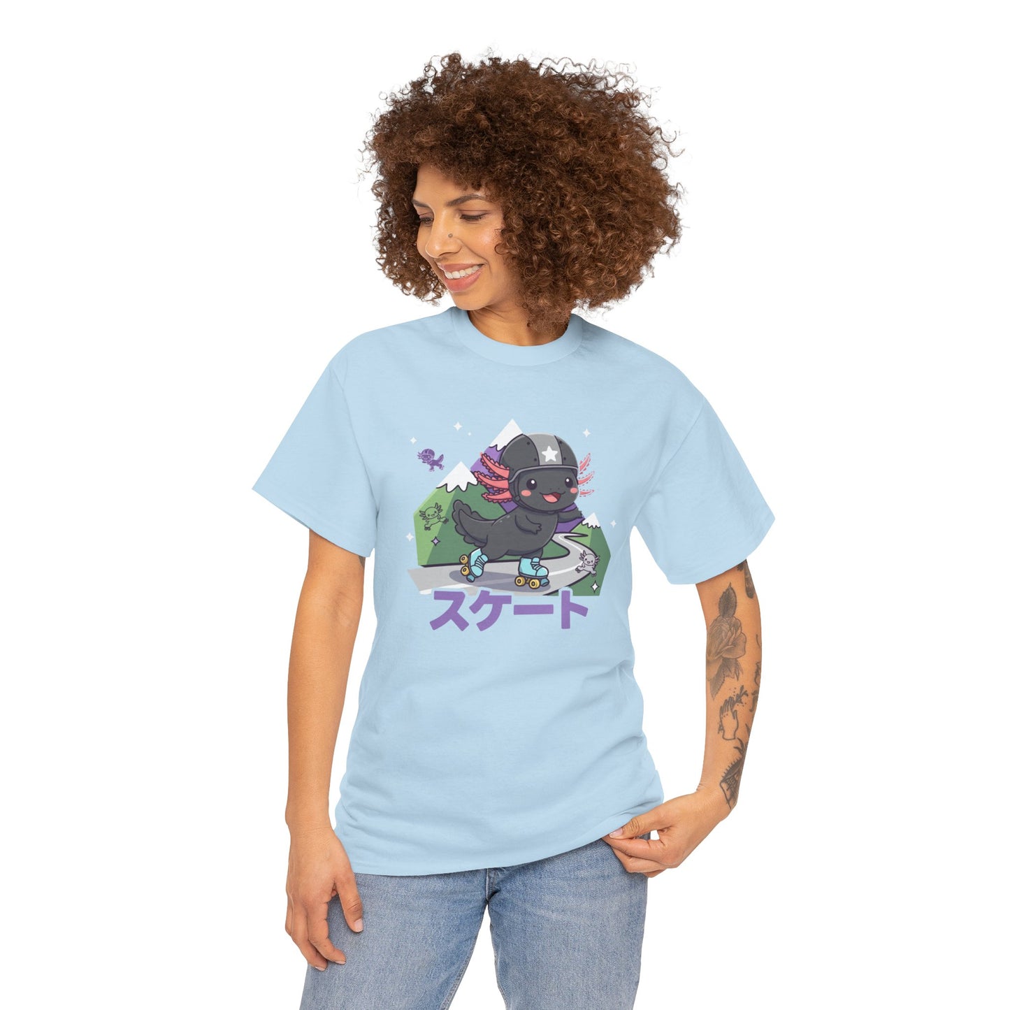 Axolotl Skate Tee — Cute Skateboarding Axolotl Graphic T-Shirt (スケート)