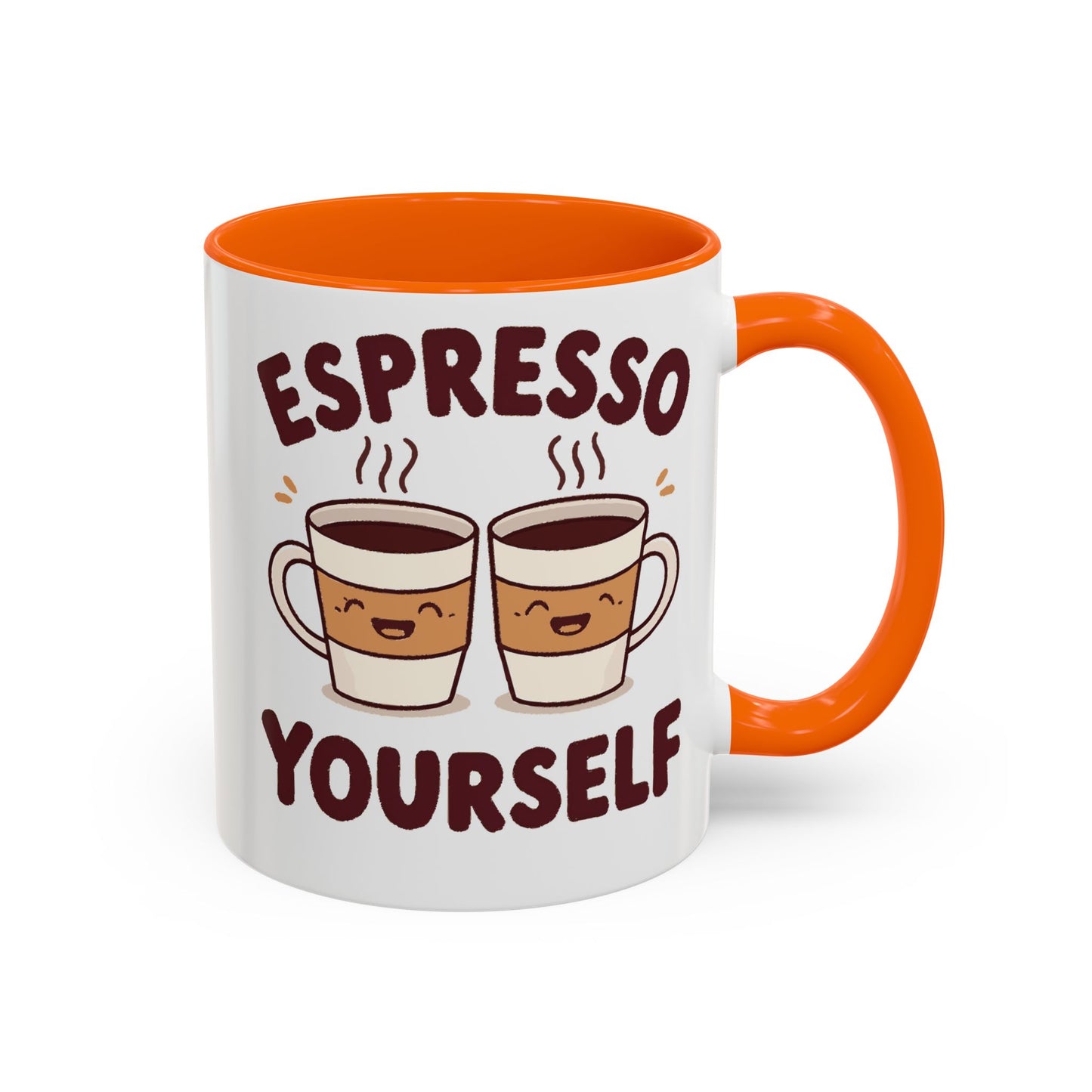Espresso Yourself Accent Coffee Mug — Cute Coffee Pun Ceramic Mug (11/15 oz)
