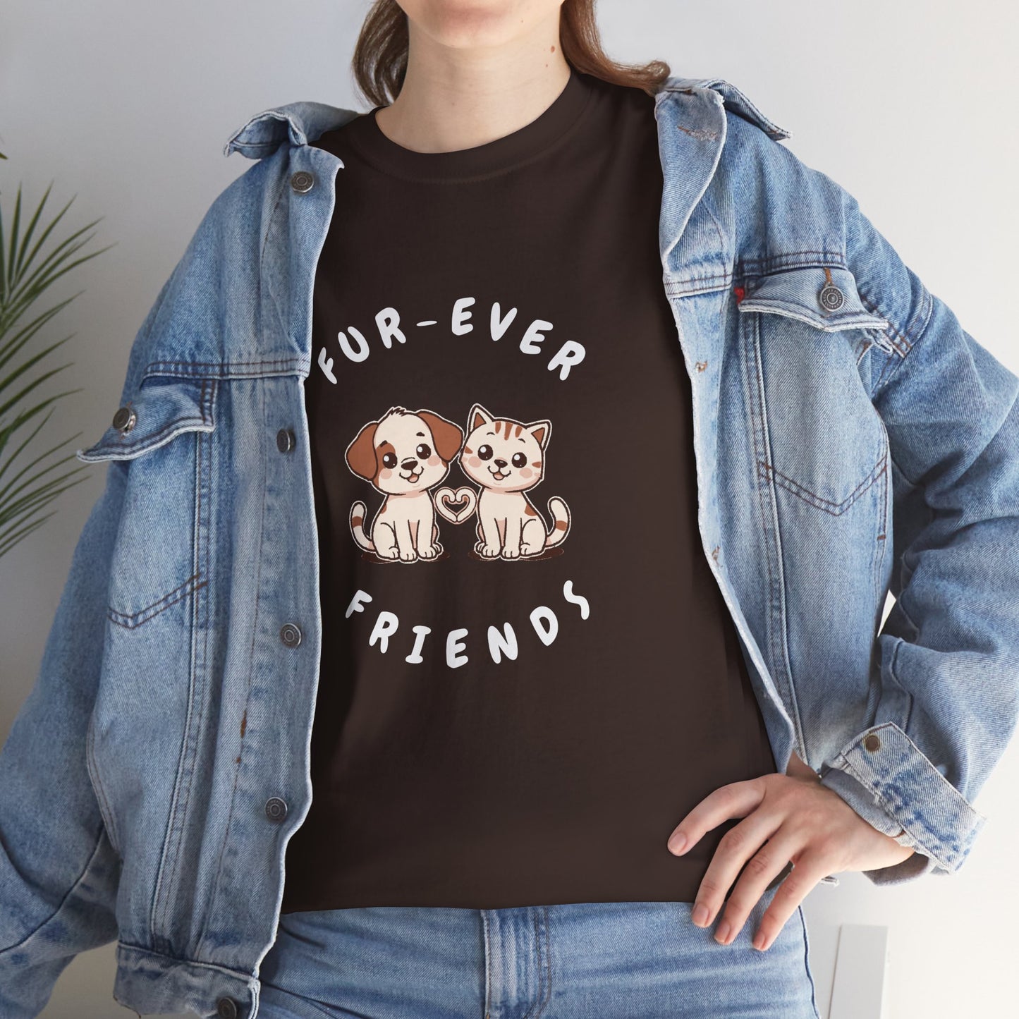 T-Shirt — “Fur-Ever Friends” Cute Puppy & Kitten Graphic Tee