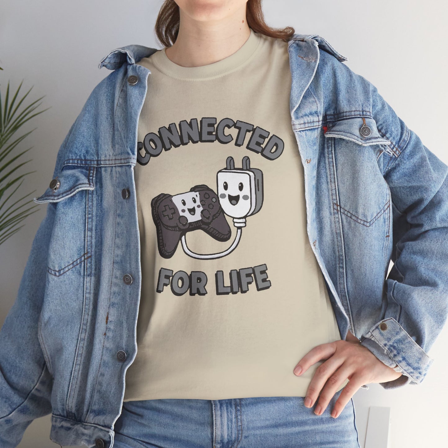 Connected For Life Tee — Retro Gamer Controller & Plug Graphic T-Shirt