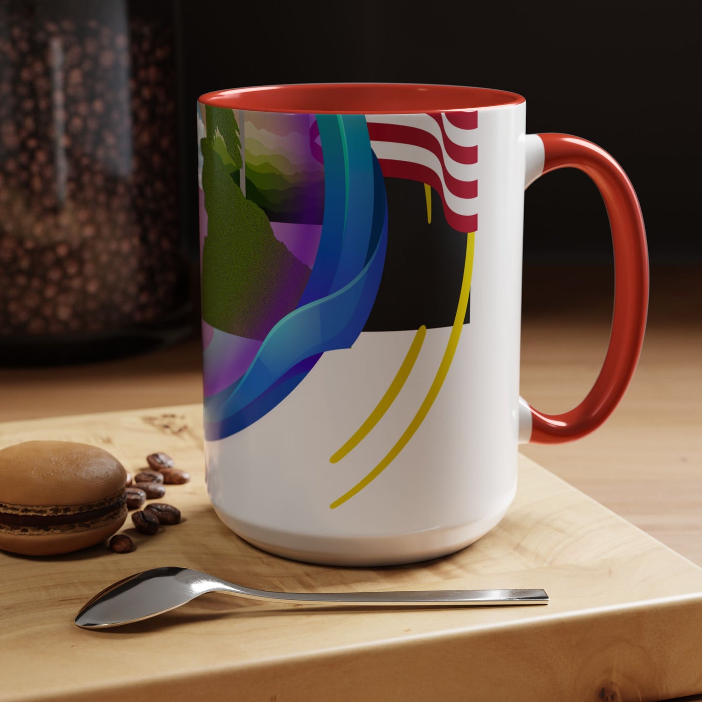 Vibrant Landscape Accent Coffee Mug, Artistic Coffee Cup, Unique Gift for Nature Lovers, Colorful Ceramic Mug, Coffee Lover's Delight