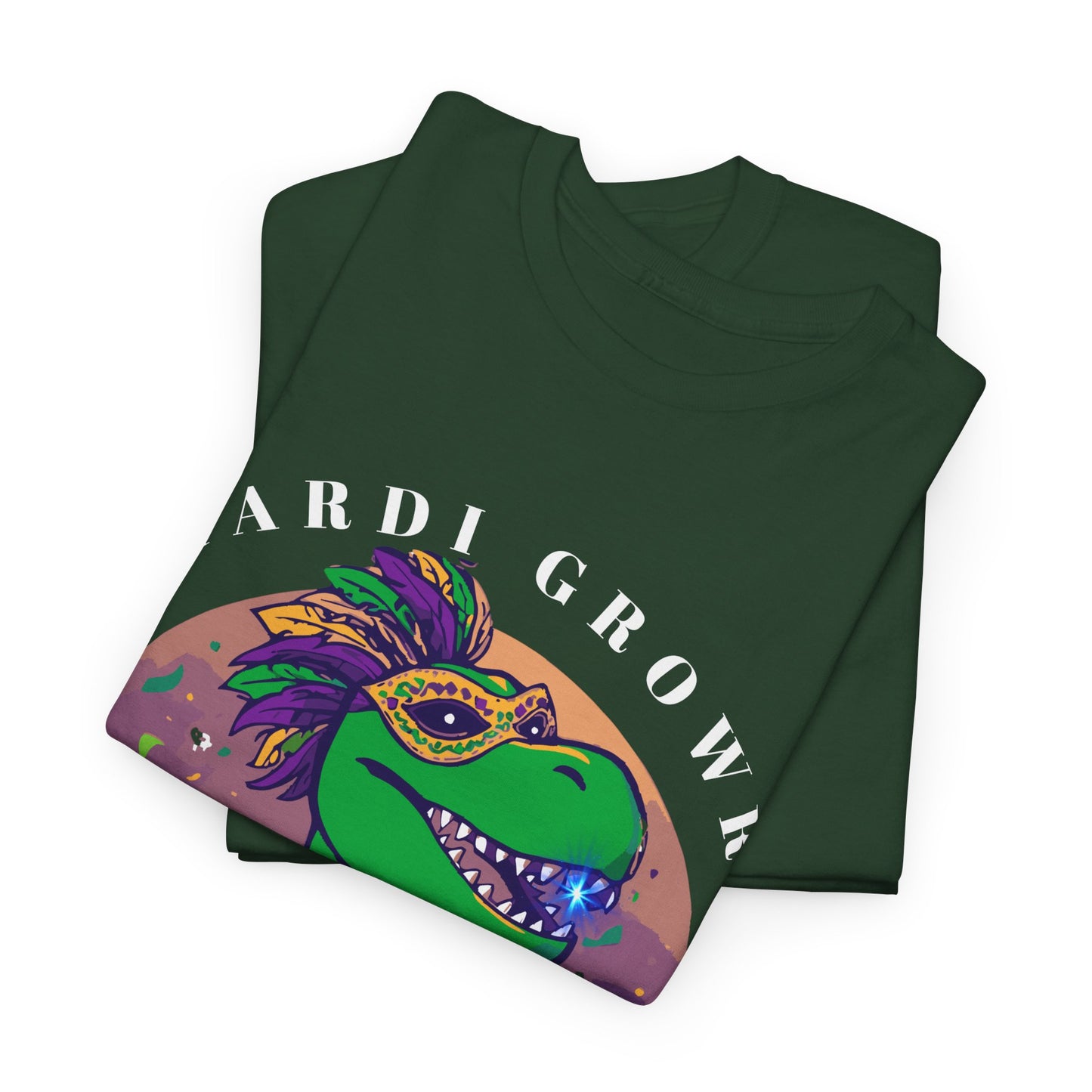 Mardi Gator T-Shirt — Cute Mardi Gras Dinosaur Tee with Beads & Mask
