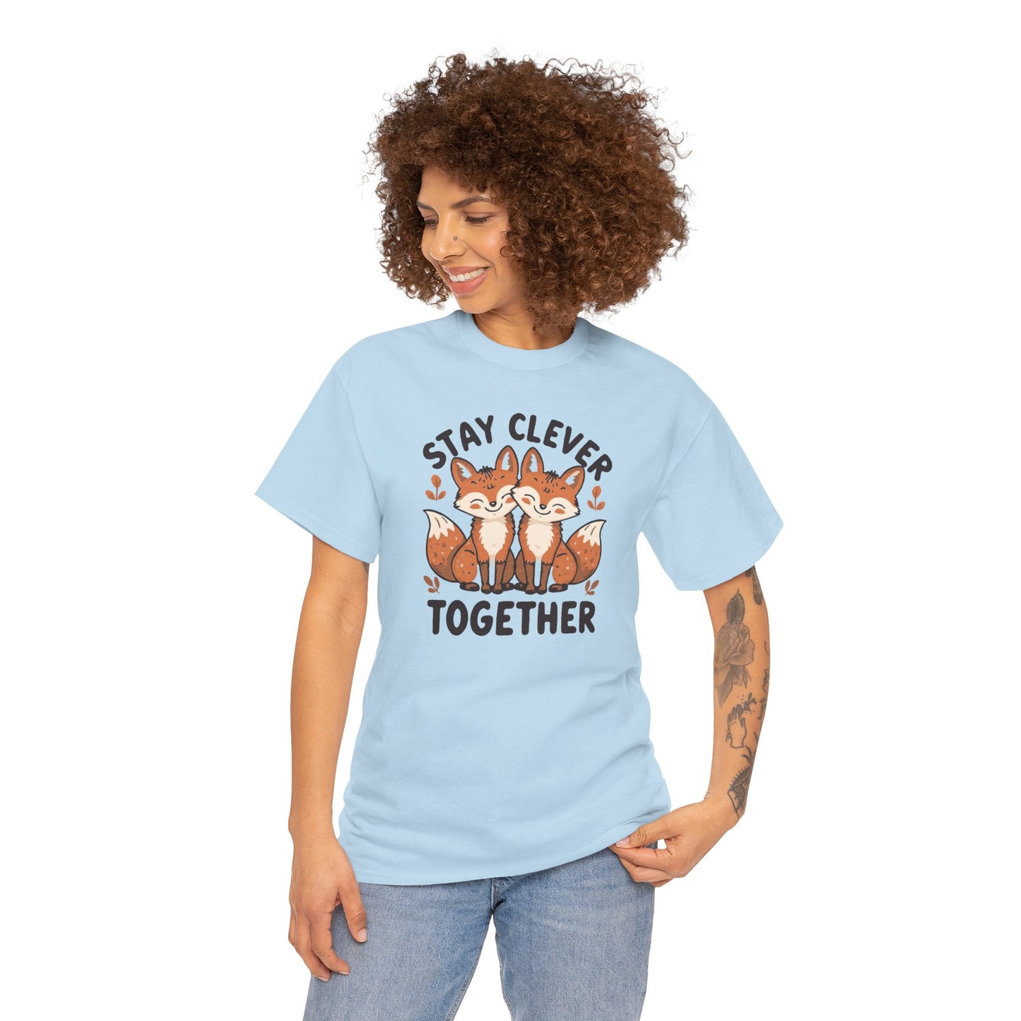 Stay Clever Together Fox T-Shirt — Cute Matching Friends Tee