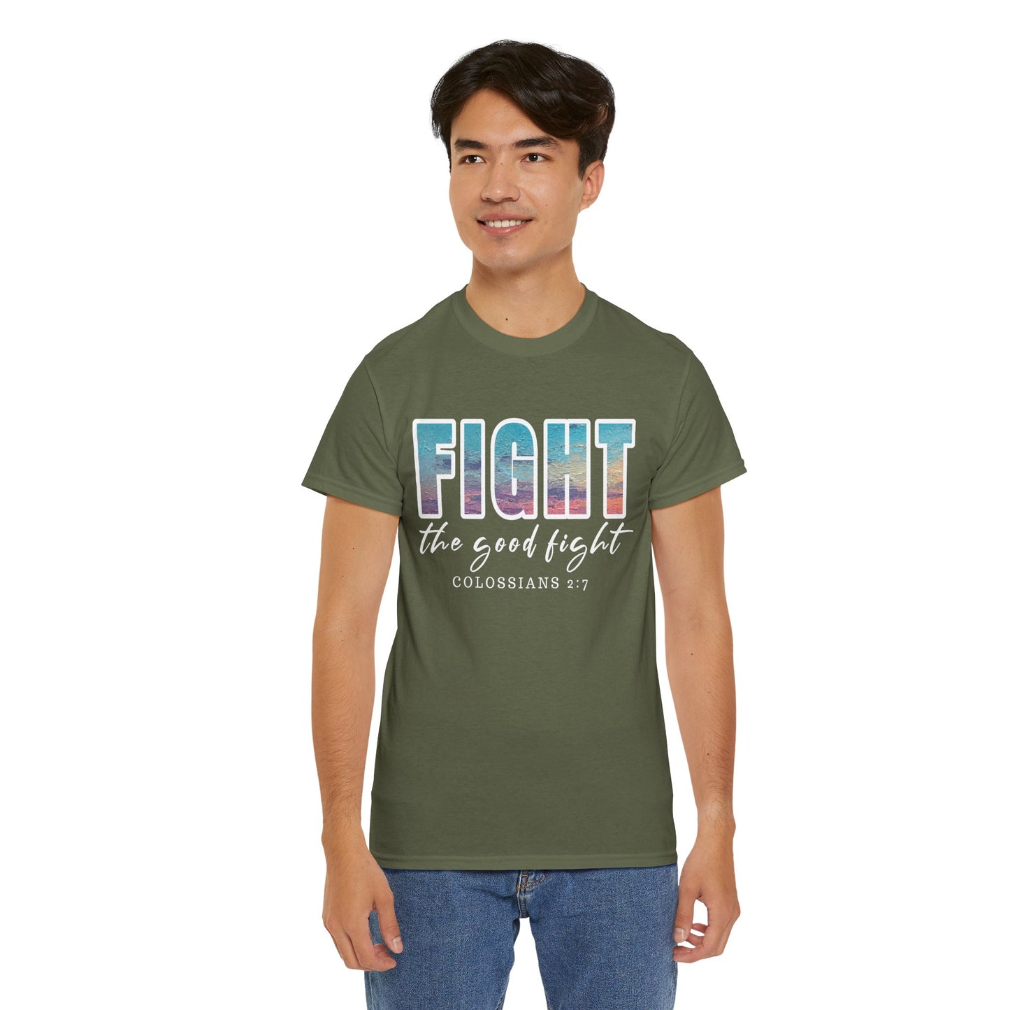 Unisex Inspirational Tee - 'Fight the Good Fight' Colossians 1:7 Motivational Shirt, Faith-Based Apparel, Stylish Gift for [...]