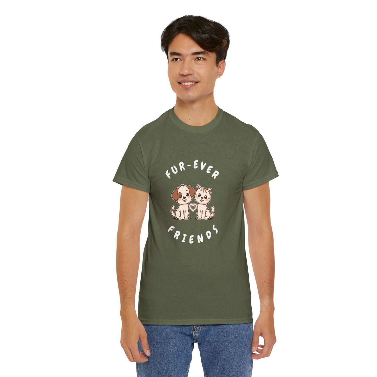 T-Shirt — “Fur-Ever Friends” Cute Puppy & Kitten Graphic Tee