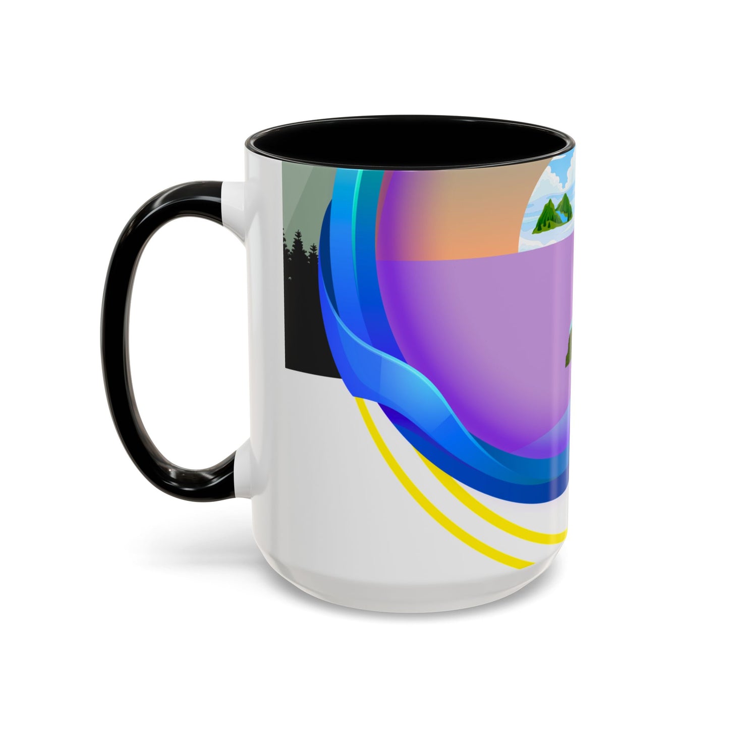 Vibrant Landscape Accent Coffee Mug, Artistic Coffee Cup, Unique Gift for Nature Lovers, Colorful Ceramic Mug, Coffee Lover's Delight