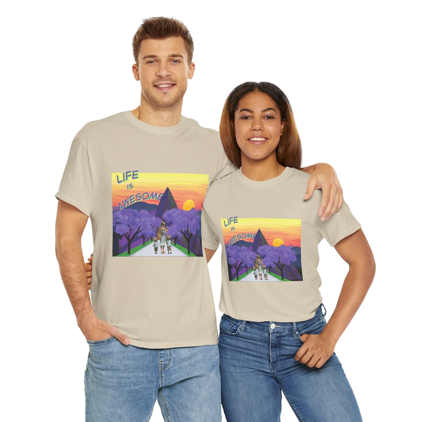 Vibrant Inspirational Tee - Life is Awesome, Unisex Cotton Shirt, Motivational Apparel, Gift for Friends, Summer Wardrobe Essential