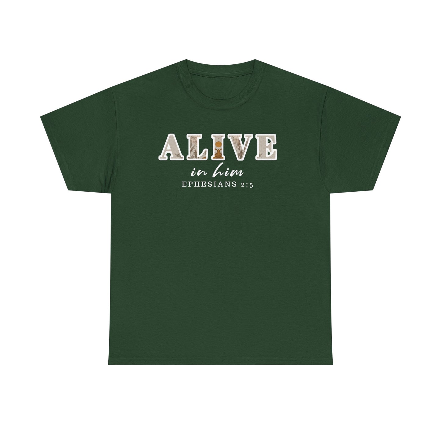 Christian Inspirational Tee, Alive in Him Cotton Shirt, Unisex Casual Top, Faith-Based Gift, Bible Verse Apparel