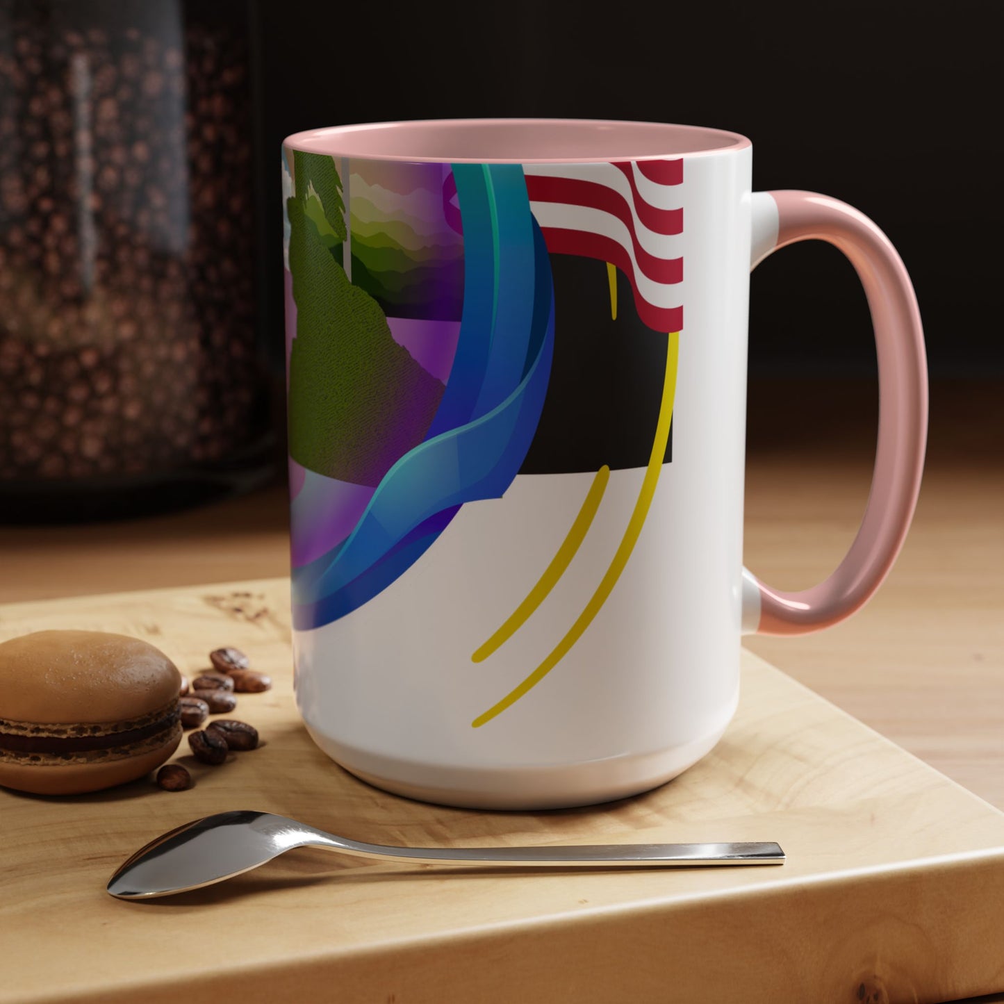 Vibrant Landscape Accent Coffee Mug, Artistic Coffee Cup, Unique Gift for Nature Lovers, Colorful Ceramic Mug, Coffee Lover's Delight