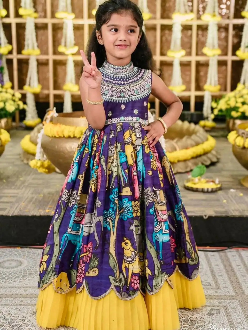 Launching New Collection Beautiful Heavy Chinon With Embroidery Sequence Work  Kids Gown Set