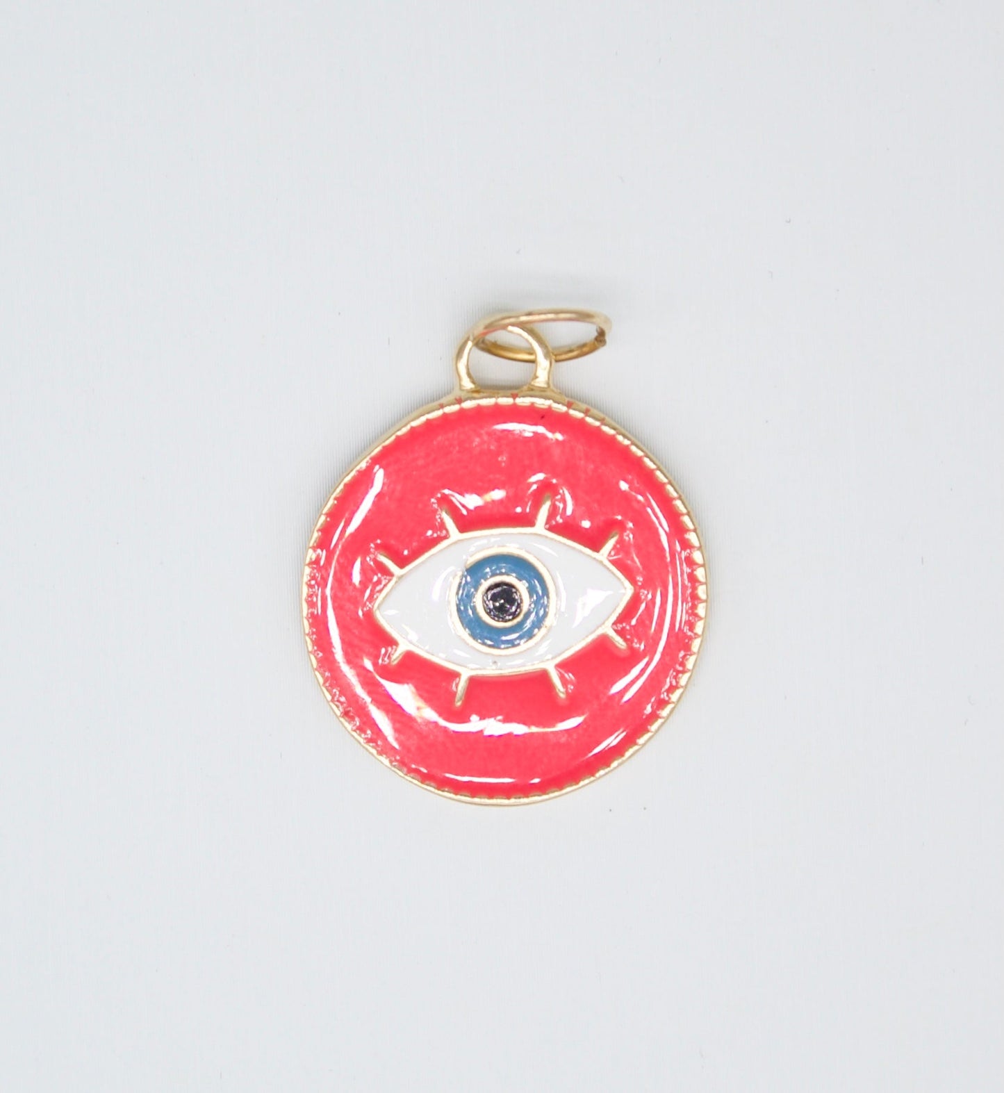 18K Gold Filled Enamel Medallion Evil Eye Pendant Charm (A34)