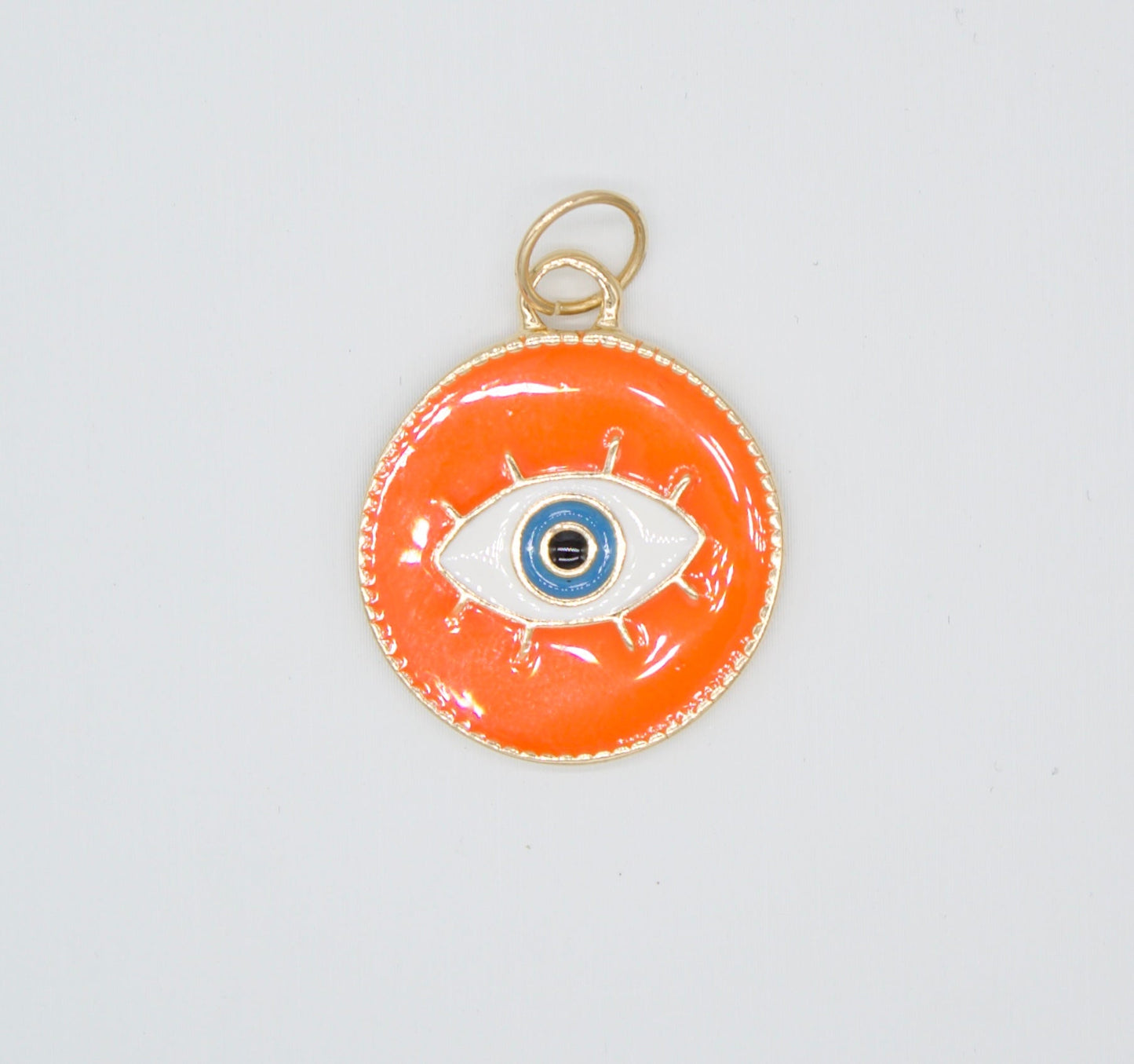 18K Gold Filled Enamel Medallion Evil Eye Pendant Charm (A34)