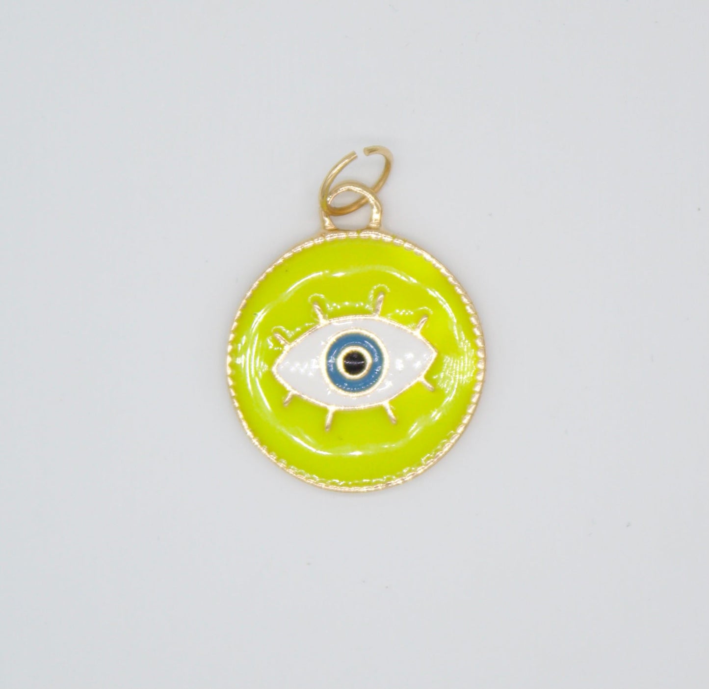 18K Gold Filled Enamel Medallion Evil Eye Pendant Charm (A34)