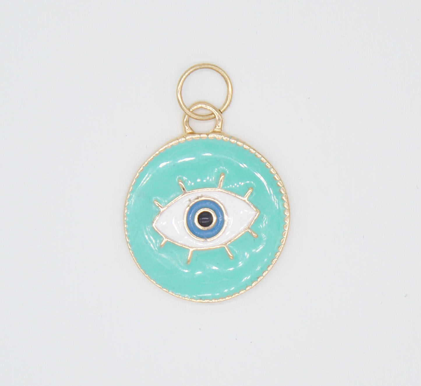 18K Gold Filled Enamel Medallion Evil Eye Pendant Charm (A34)