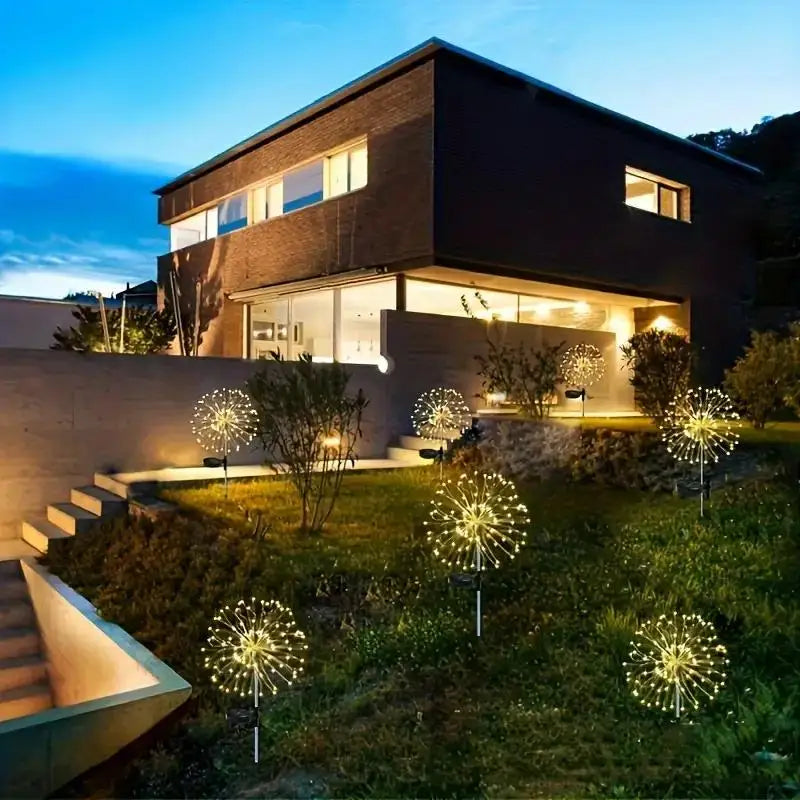 Solar Firework Lawn Lights 8 Modes IP65 Waterproof, Outdoor Solar Spike Lights for Garden Pathway Yard Christmas Decoration