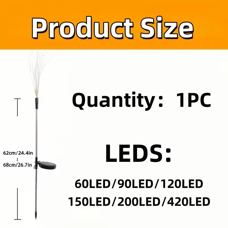 Solar Firework Lawn Lights 8 Modes IP65 Waterproof, Outdoor Solar Spike Lights for Garden Pathway Yard Christmas Decoration