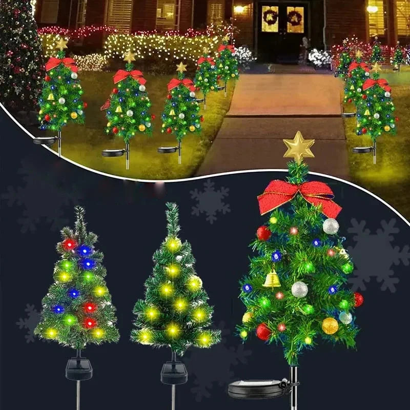 Solar Christmas Tree Decor Lights IP65 Waterproof Outdoors LED Lawn Light Garden Landscape Lamps for Patio Porch Pathway