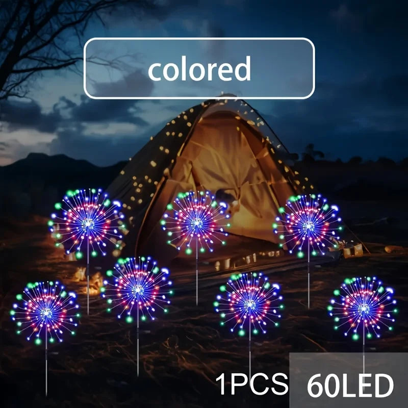 LED Solar Fairy Firework Lights Christmas Courtyard Decor Outdoor Solar Flower Light Waterproof for Garden Pathway Patio Lawn