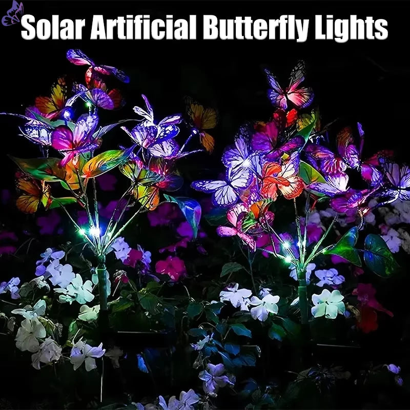 Solar Outdoor Christmas Lights Butterfly with Stake Garden Wedding Pathway Fairy Lights Auto on/Off Lawn Patio Party Decorations